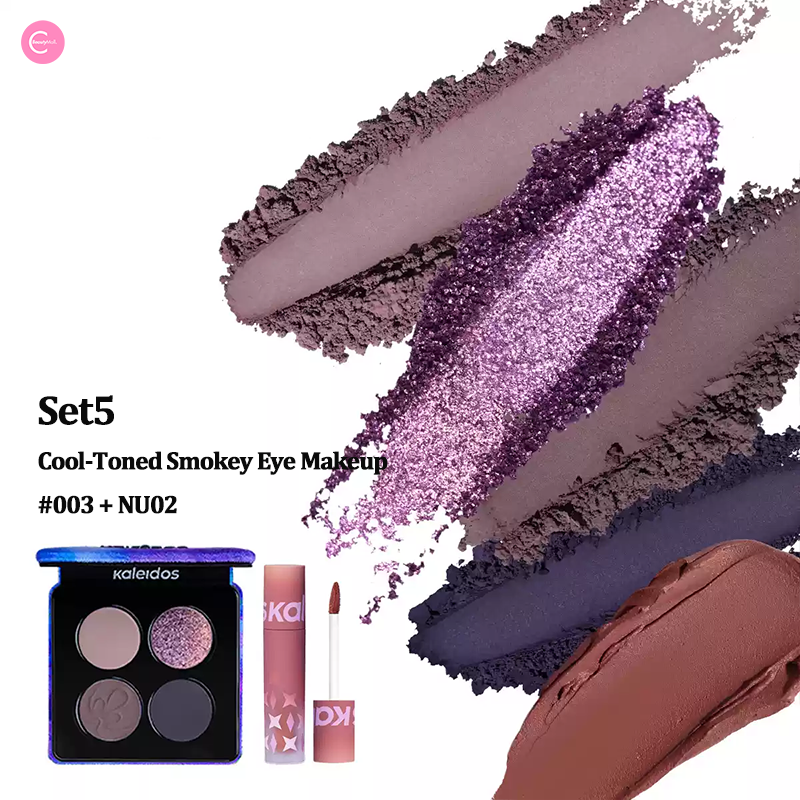 Kaleidos Stormbird Matte Quad Eyeshadow & Lip Powder Cream Set - Vegan, Long-Lasting Makeup for Day & Night Looks | Perfect for Parties, Dates & Special Occasions