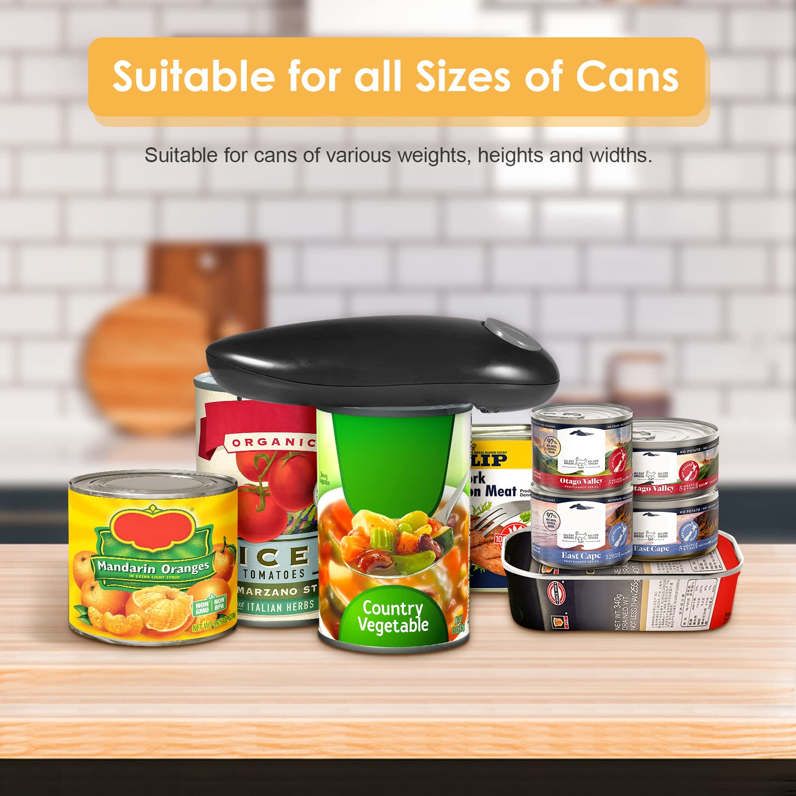 Automatic Electric Can Opener for Kitchen - Hands-Free Smooth Edge Opener for Seniors & Arthritis Users, Small Black (Model 066) - Perfect for Easy Food Prep & Elderly Assistance