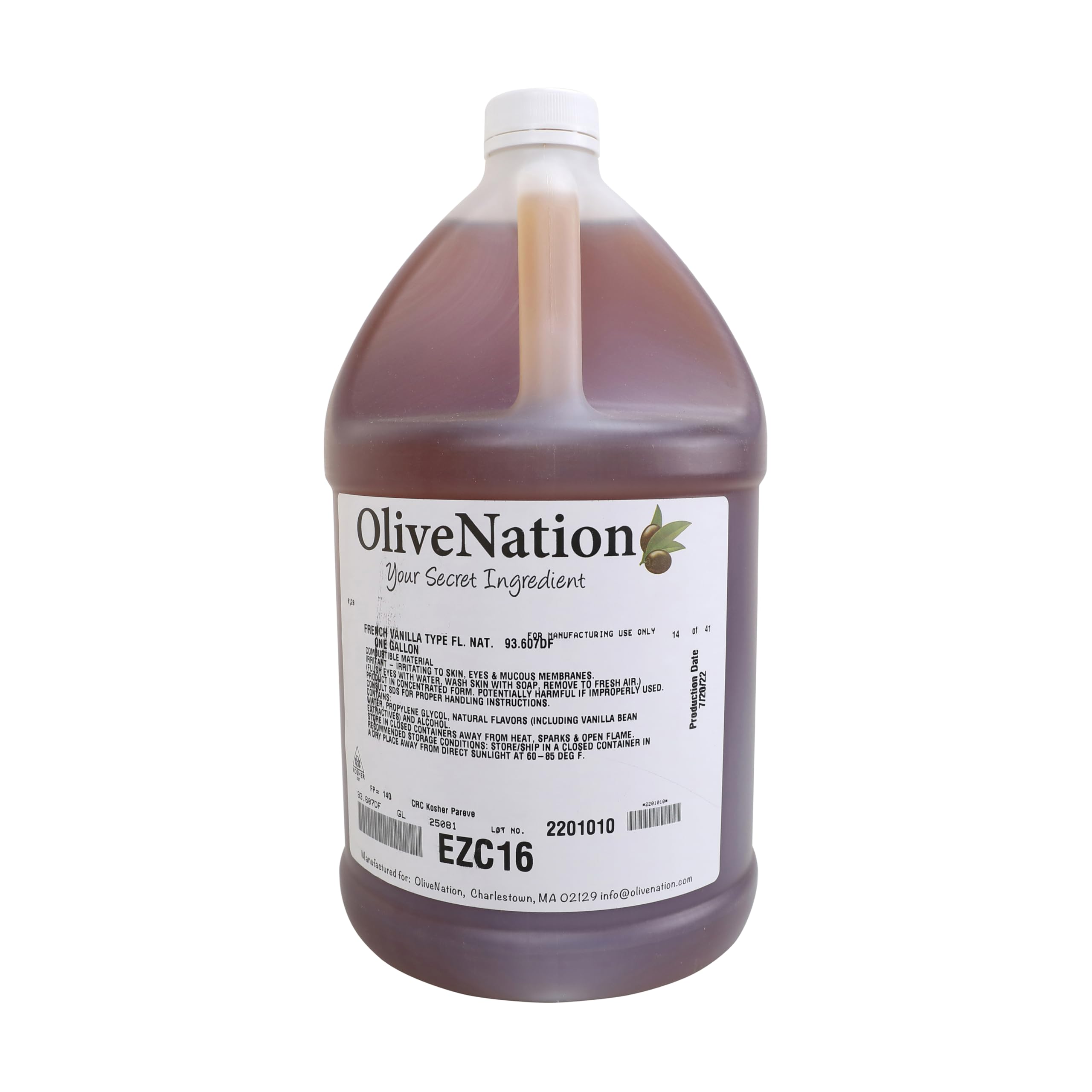Premium French Vanilla Flavoring Extract by OliveNation - Rich & Natural for Baking, Cakes, Frostings, Desserts | Non-GMO, Gluten-Free, Vegan, Kosher Certified (128 oz) - Perfect for Home Bakers & Professional Chefs