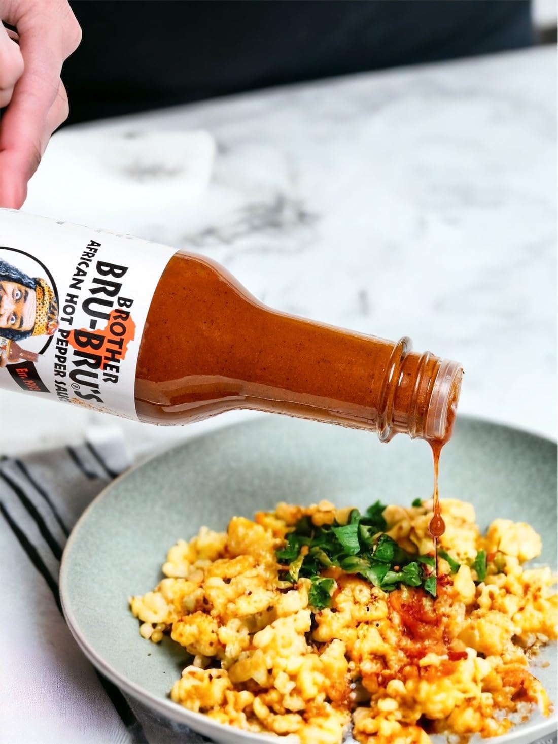 Brother Bru-Bru's African Habanero Hot Sauce - No Sodium, Salt Free, Sugar Free, Gluten Free, Vegan - Spicy Pepper Sauce & Seasoning - 5 oz (Pack of 3) - Perfect for Tacos, Wings, BBQ & Cooking