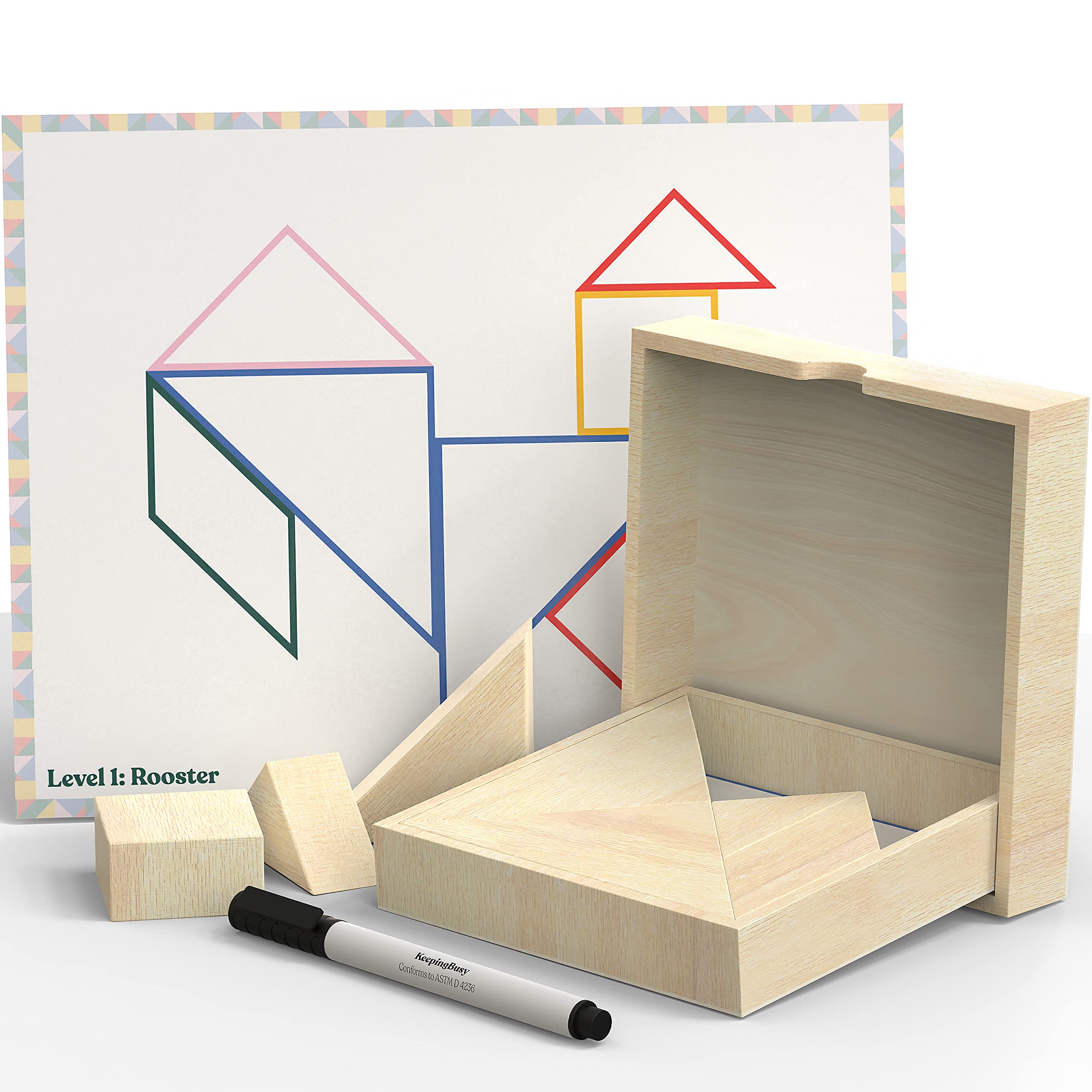 Dementia Busy Box with Tangram Game & Templates for Seniors - Alzheimer's Activities & Elderly Care
