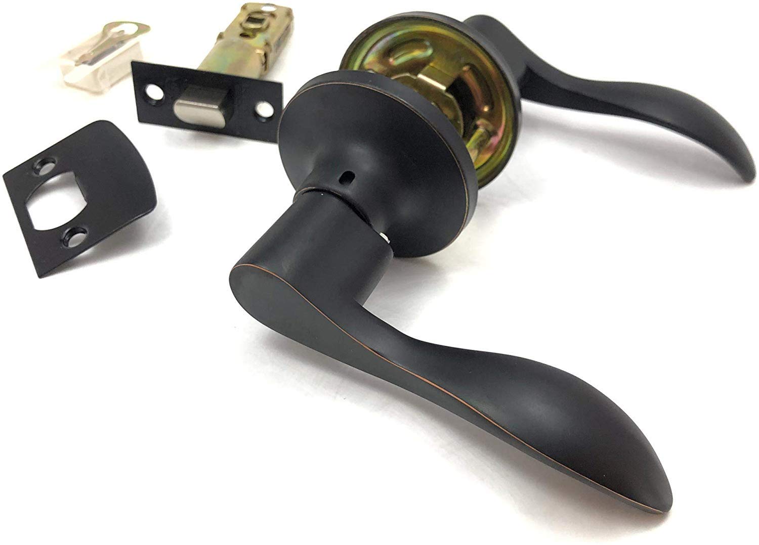 5-Pack Wave Style Oil-Rubbed Bronze Bedroom Closet Door Lock Lever Handles - Right Hand (RH) Passage Function for Home, Office & Commercial Use