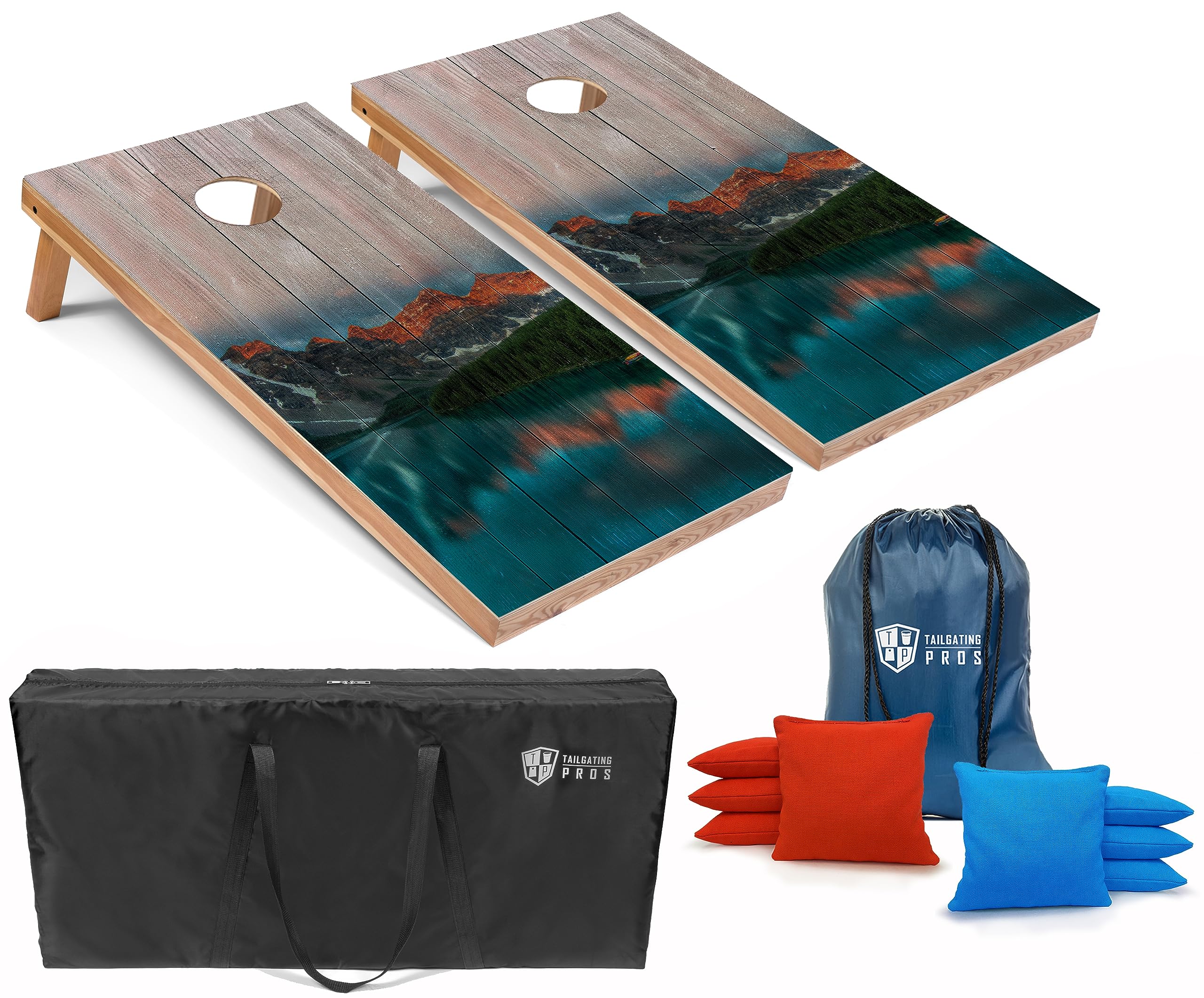 Premium Cornhole Game Set with 8 Bean Bags & Carrying Case - Regulation 4'x2' Corn Hole Boards for Adults - Tournament & Lightweight Options - Optional LED Lights for Night Play - Perfect for Backyard Parties, Tailgating & Outdoor Events