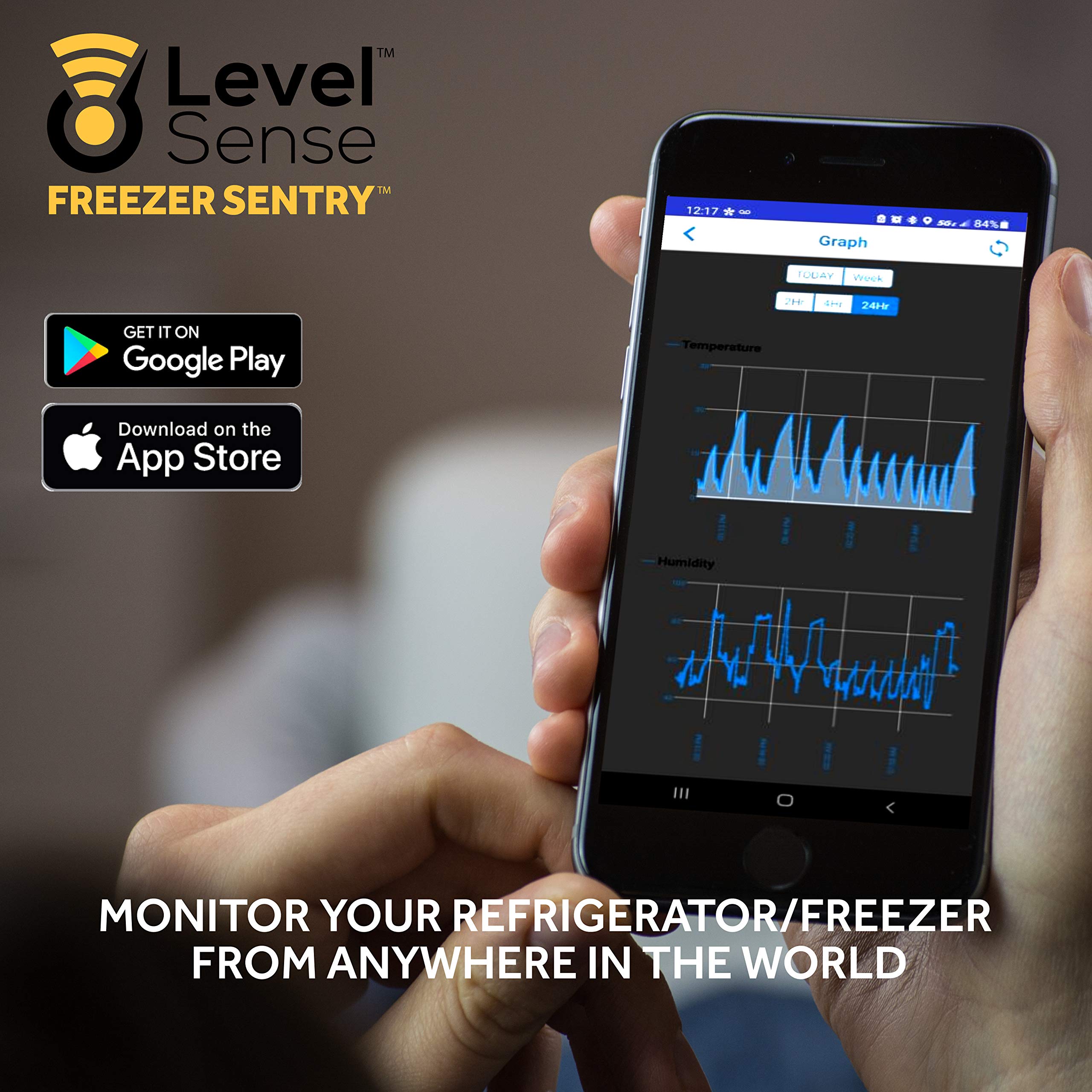 Wireless Freezer Alarm & Refrigerator Temperature Monitor with 10ft Sensor - WiFi Freezer Thermometer for Home, Restaurant, and Laboratory Use