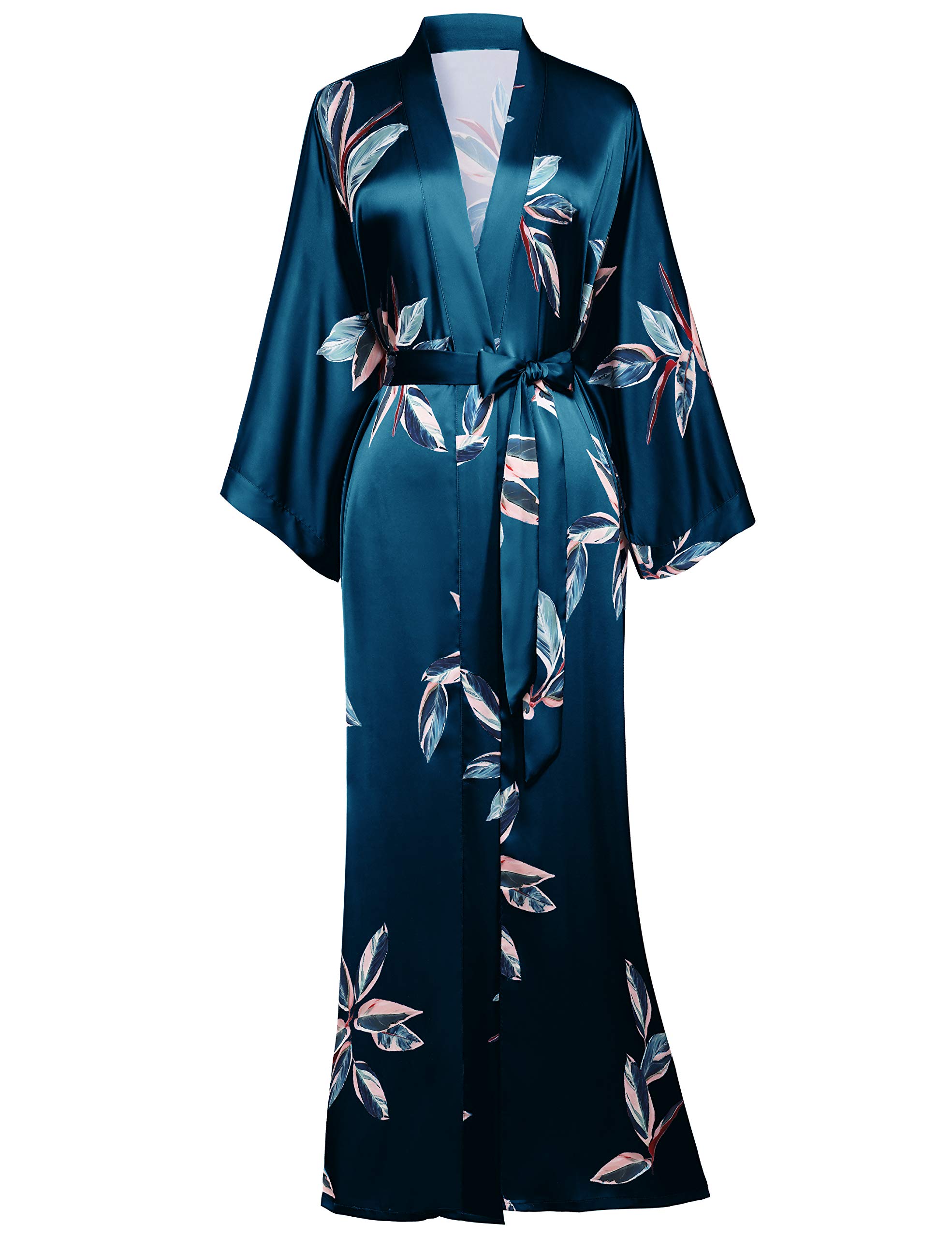 BABEYOND Women's Long Kimono Robe Cover Up - Floral Print Loose Cardigan Blouse for Bachelorette Party, Beach, Pool & Lounge Wear