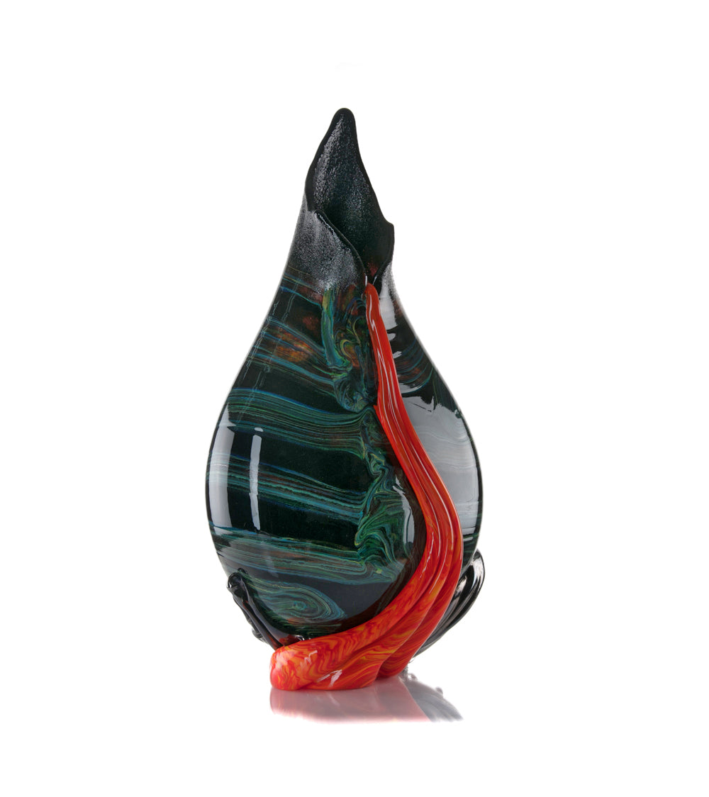 Daniel Moe Black Lava Trail 1 Glass Vessel - Modern Home Decor, Unique Centerpiece for Dining Table, Living Room, or Office