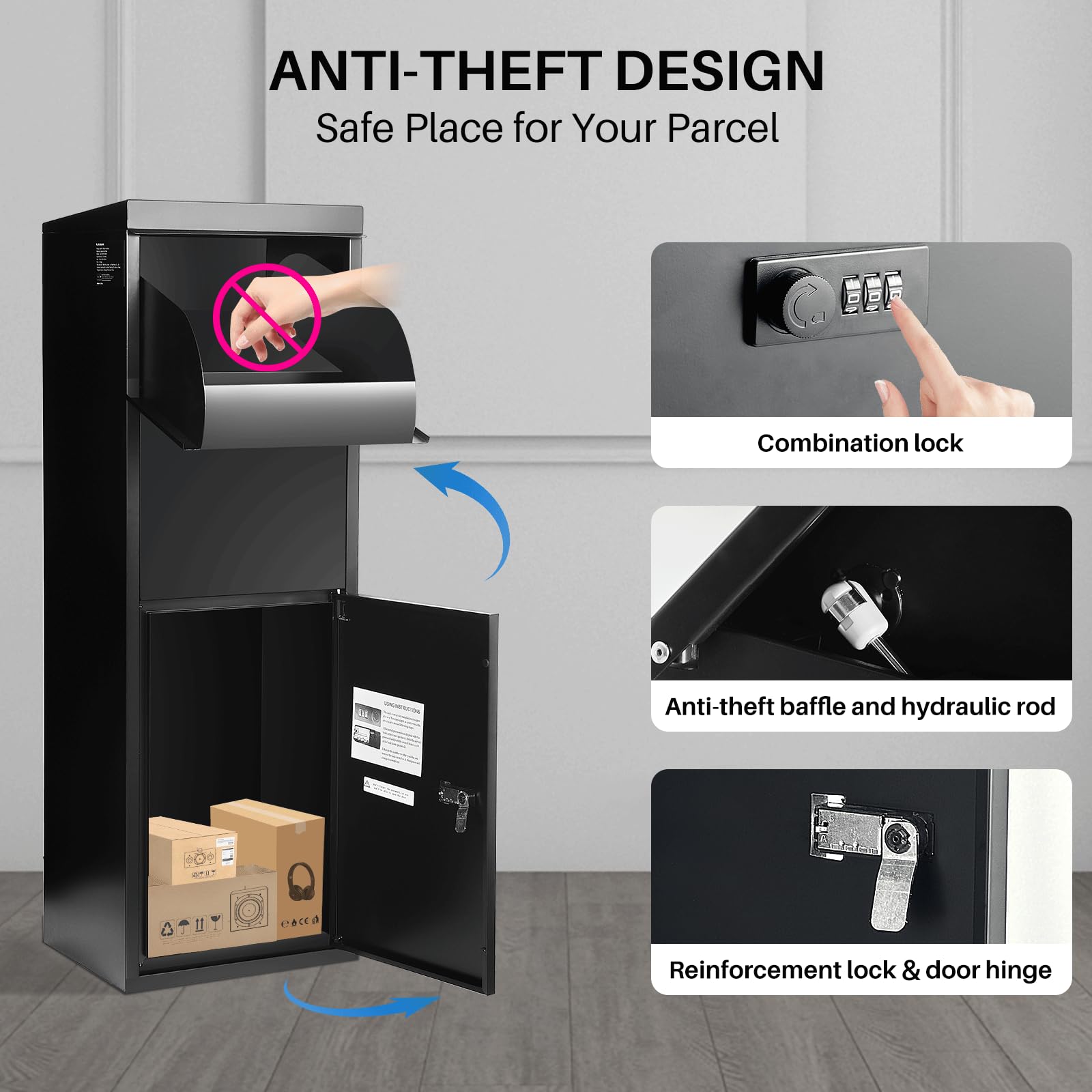 Galvanized Steel Package Delivery Box - 0.8mm Anti-Theft Lockable Mailbox with Extra Large Capacity for Outdoor Use | Secure Parcel Storage & Mail Drop Box for Homes, Apartments, and Offices