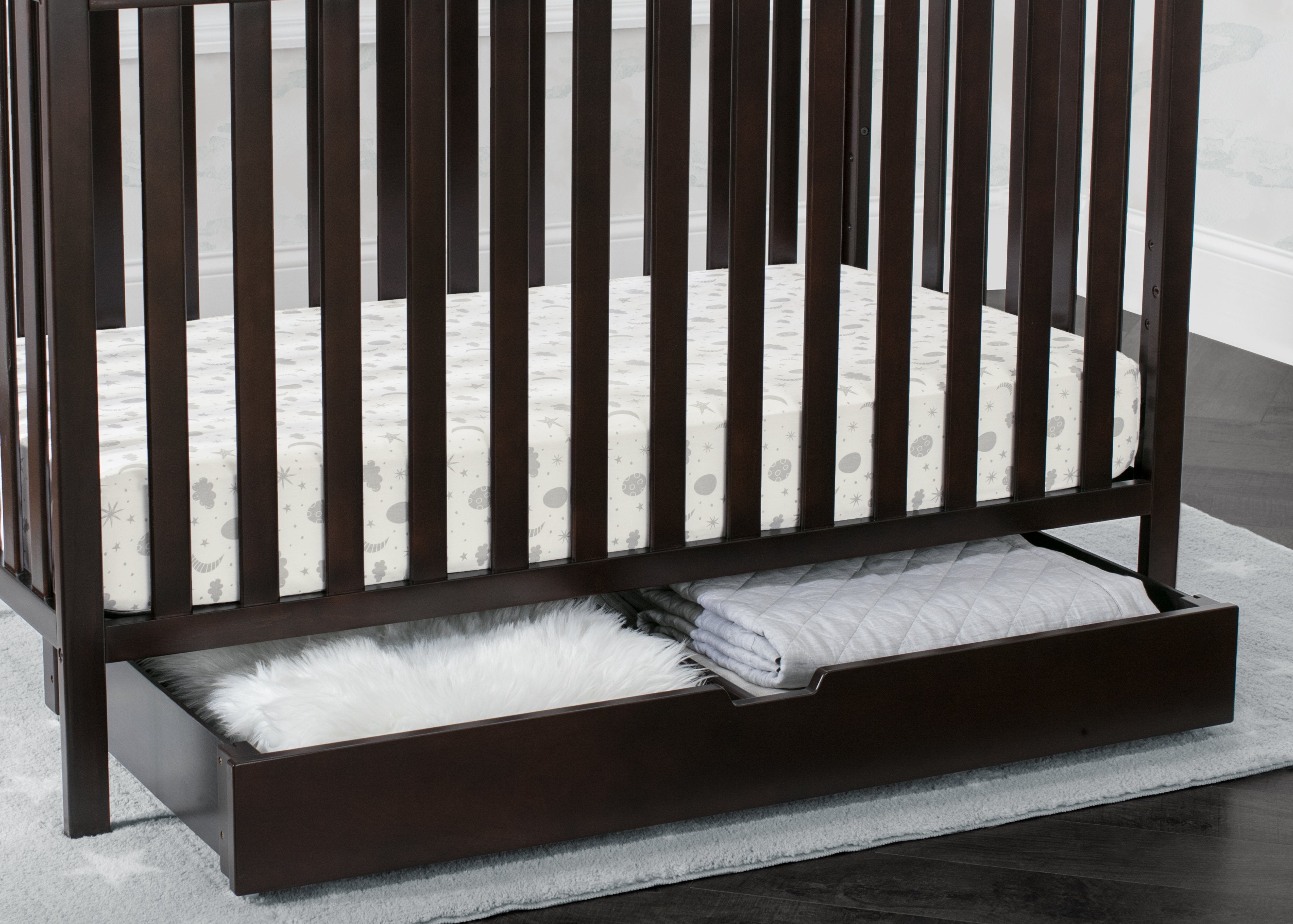 Under Crib Roll Out Storage Trundle - Space Saving Baby Nursery Organizer for Diapers, Blankets & Toys - Perfect for Small Bedrooms & Nursery Organization
