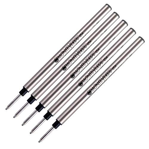 5-Pack Monteverde Capless Rollerball Pen Refills - Broad Point (B) Black Ink - Compatible with Pelikan Rollerball Pens - Bulk Packed - Ideal for Office, School & Everyday Writing