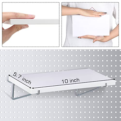 Blulu 4-Piece Large Pegboard Shelf Kit - Durable Fiberboard Pegboard Shelving with Stain-Resistant Storage Brackets - Wall Organizer for Garage, Kitchen & Workshop (10 x 5.7 Inches, White) - Perfect for Tools, Spices & Craft Supplies Storage