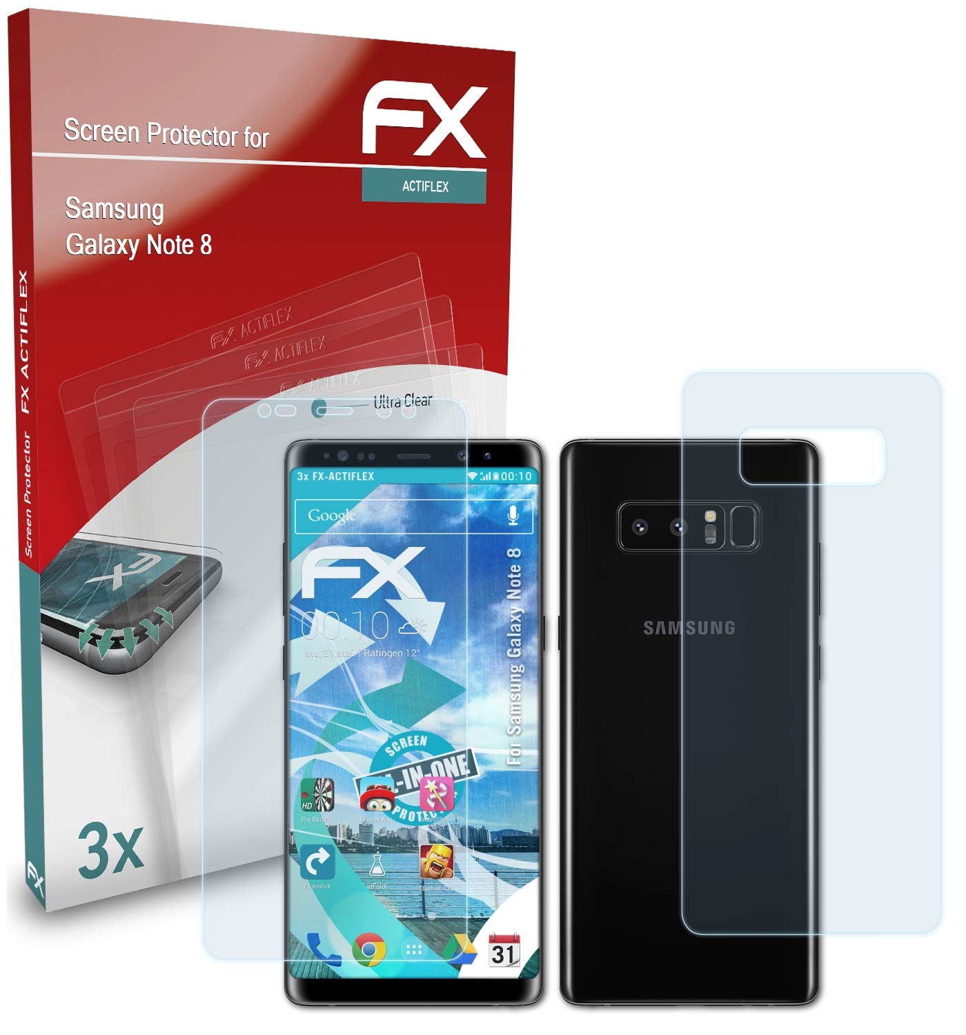 **Samsung Galaxy Note 8 Screen Protector (3-Pack) – Ultra Clear, Flexible, Anti-Scratch & Bubble-Free – Perfect for Work, Travel & Daily Protection**