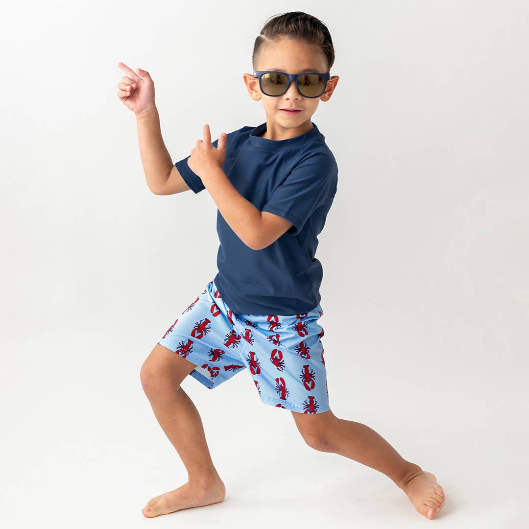 Men's Navy Blue Short Sleeve Rash Guard UV Protection Swim Shirt for Surfing, Swimming & Beach Activities - Quick Dry & Comfortable SPF 50+ Swimwear