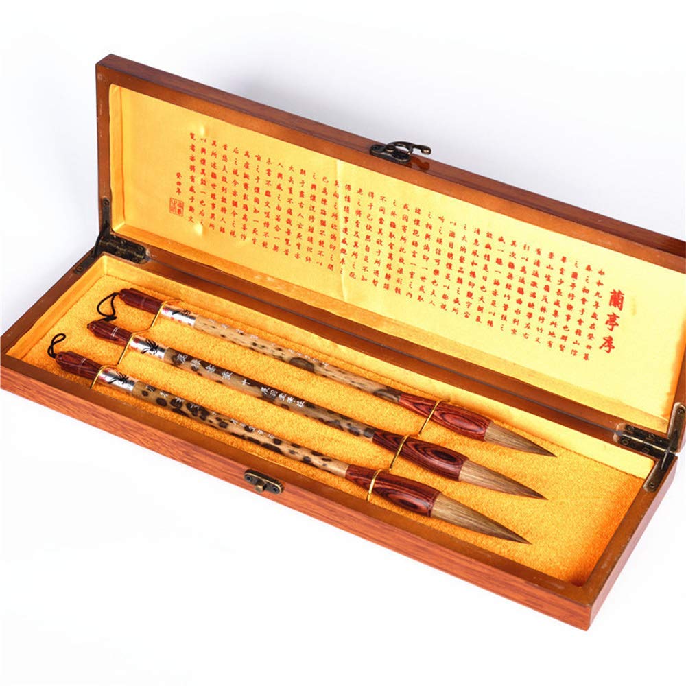 Premium Chinese Calligraphy Brush Set - Wolf Hair Calligraphy Brushes (Large/Medium/Small) with Gift Box - Traditional Ink Painting & Calligraphy Supplies - Perfect for Artists, Beginners & Gift Giving - Ideal for Home Decoration, Art Classes & Cultural Events
