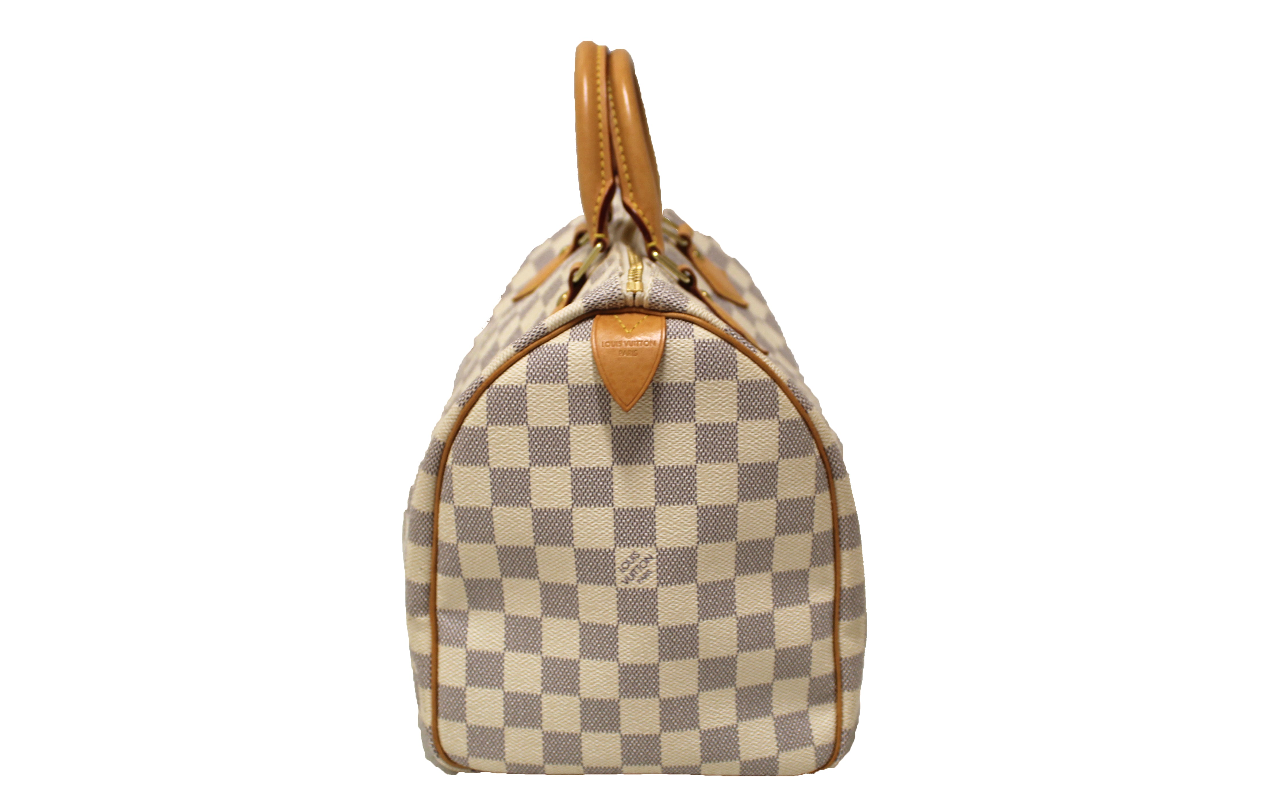 Authentic Louis Vuitton Damier Azur Speedy 30 Canvas Handbag for Women - Luxury Designer Tote Purse for Travel, Work & Everyday Use