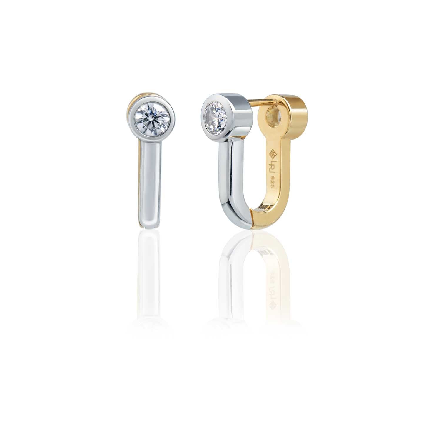Harmony Stone Reversible Hoop Earrings for Women - Sterling Silver & Gold Plated Dangle Earrings - Trendy Boho Jewelry for Everyday Wear, Parties & Gifts