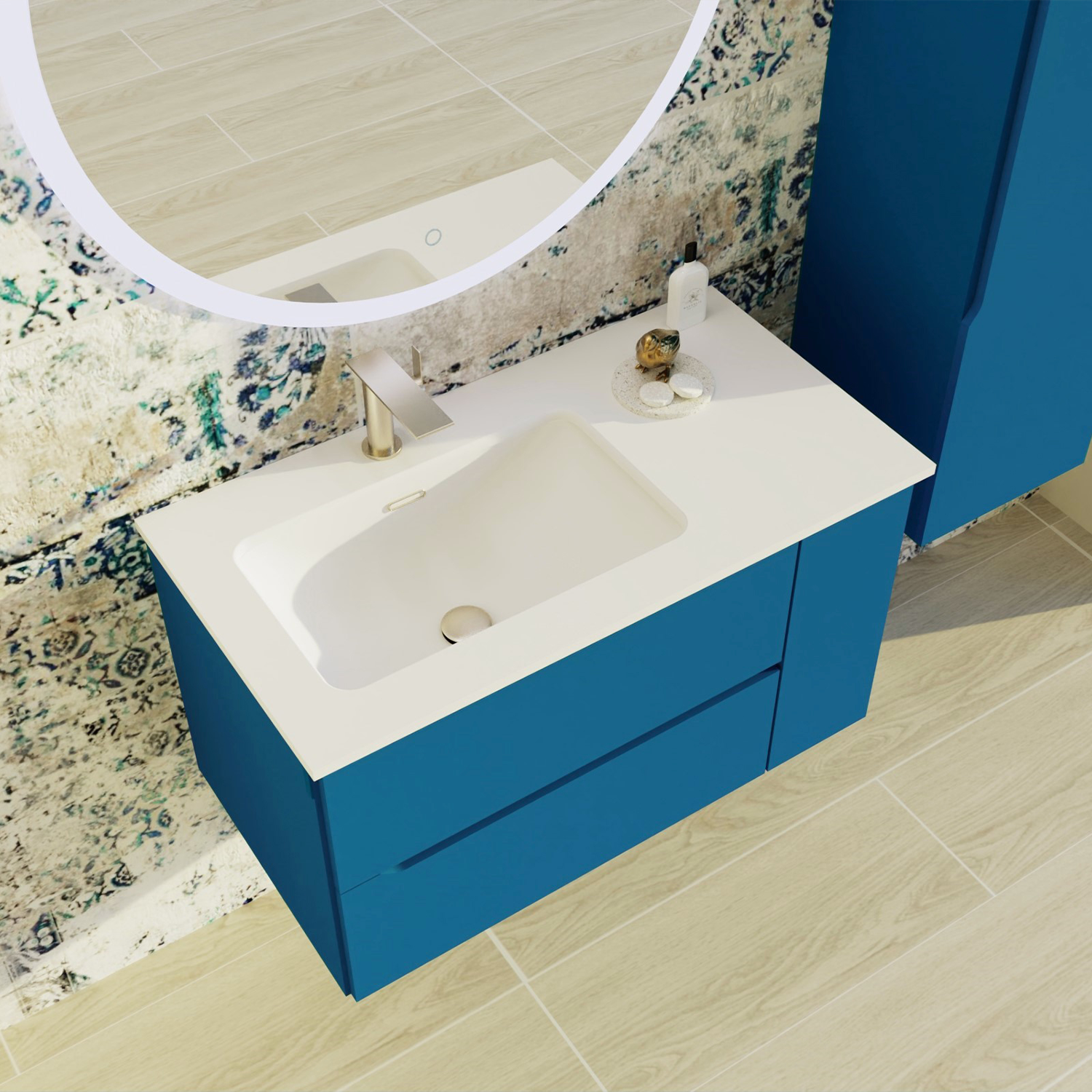 Modern Single Bathroom Vanity Cabinet with Onix Basin - Space-Saving Storage Solution for Small Bathrooms, Powder Rooms & Guest Suites