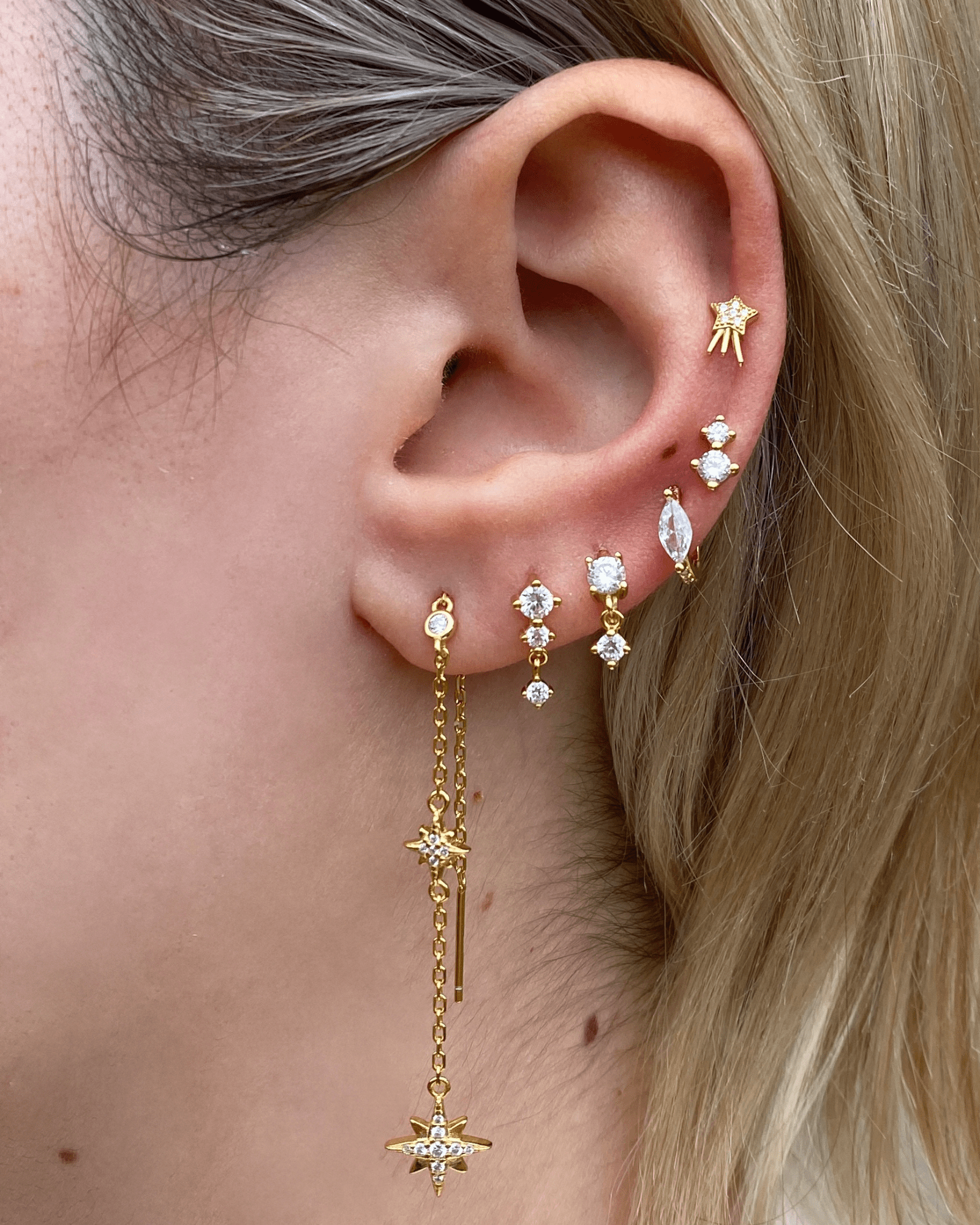 Izoa Astrid Stud Earrings - 14K Gold Plated Minimalist Earrings for Women, Perfect for Everyday Wear & Gift Giving