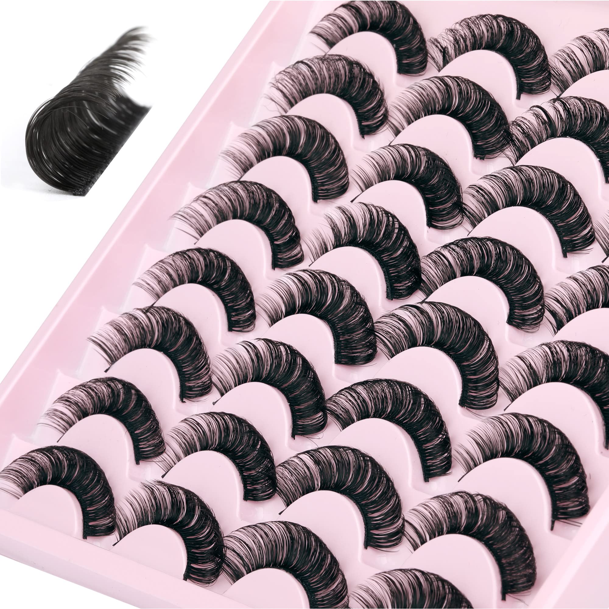 JIMIRE Russian Strip Volume Eyelashes - DD Curl Wispy Fluffy False Lashes (16 Pairs) | Natural Looking Lash Extensions for Everyday Wear & Special Occasions