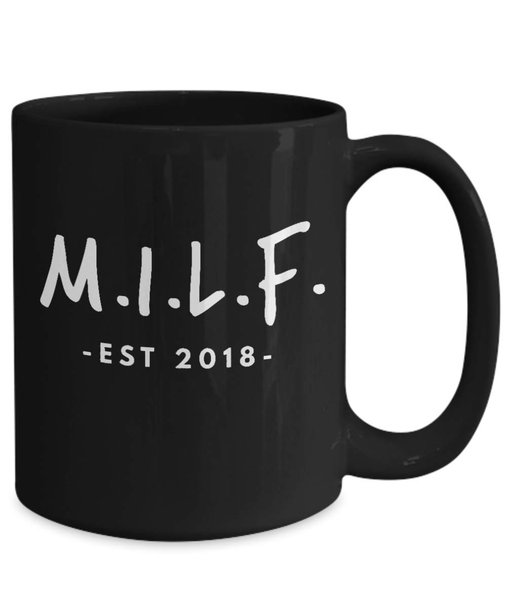 Funny Coffee Mug for New Moms - Best Push Present & MILF Gift Idea - Established Black Ceramic Cup - Perfect for Mother's Day, Baby Shower & Nursing Moms' Coffee Break