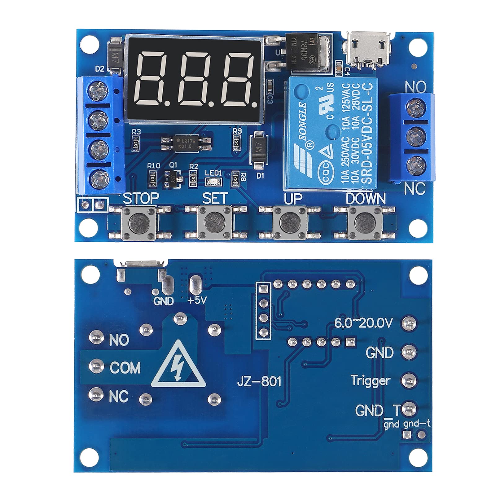 2Pcs DC 6-30V Programmable Timer Relay Module with LCD Display - Adjustable Delay & Cycle Timer, 5V Micro USB - Smart Home Automation Controller for Lighting, Irrigation & Appliance Control
