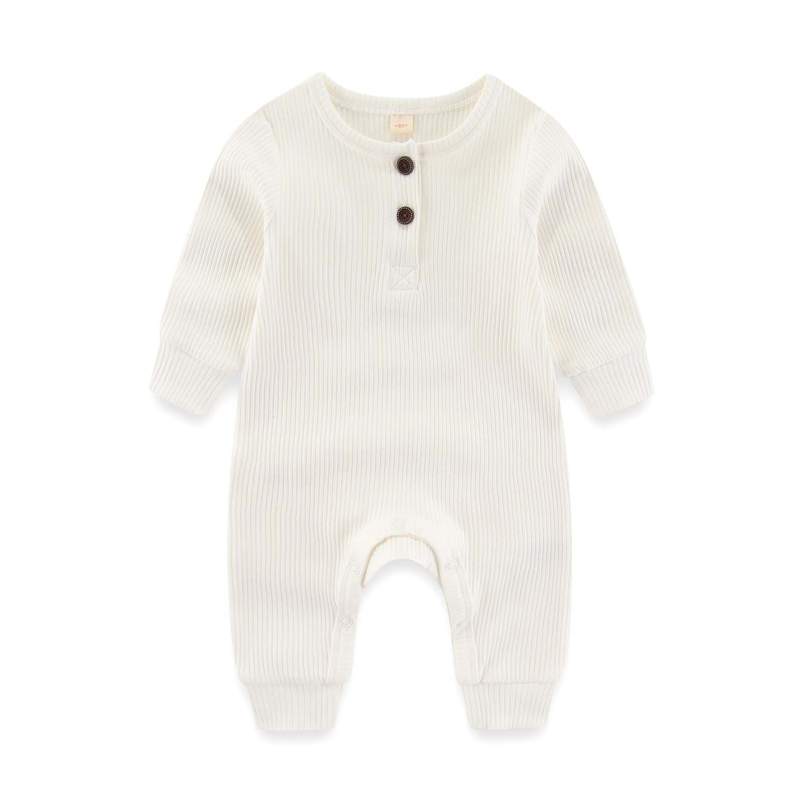 3 Pack Newborn Baby Boys Girls Long Sleeve Ribbed Romper with Mitten Cuffs - Soft Button-Up One Piece Jumpsuit Outfit for Infants 0-6 Months | Perfect for Playtime, Sleeping & Photo Shoots