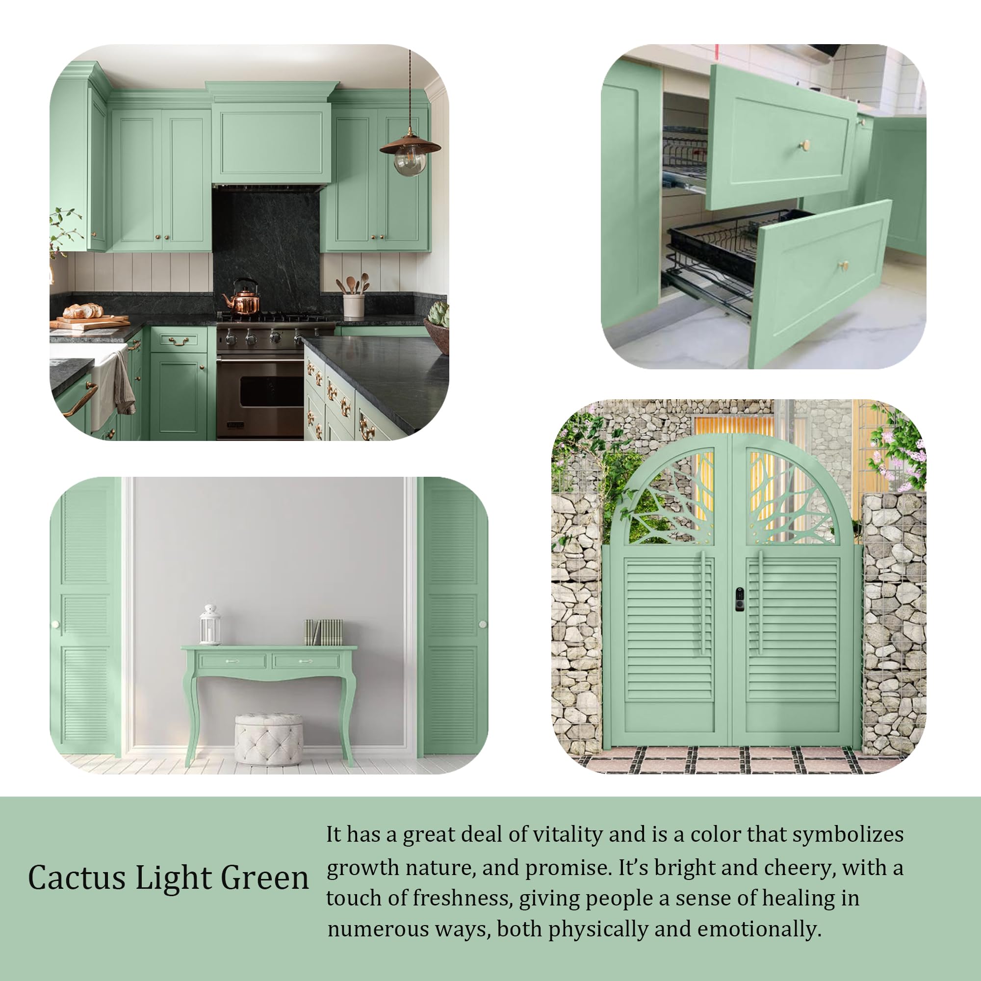 All-in-One Water-Based Wood Paint for Furniture, Cabinets & Doors - Light Green (16 Fl Oz) - Easy DIY Makeovers with Included Tools - Perfect for Home Renovation & Upcycling Projects