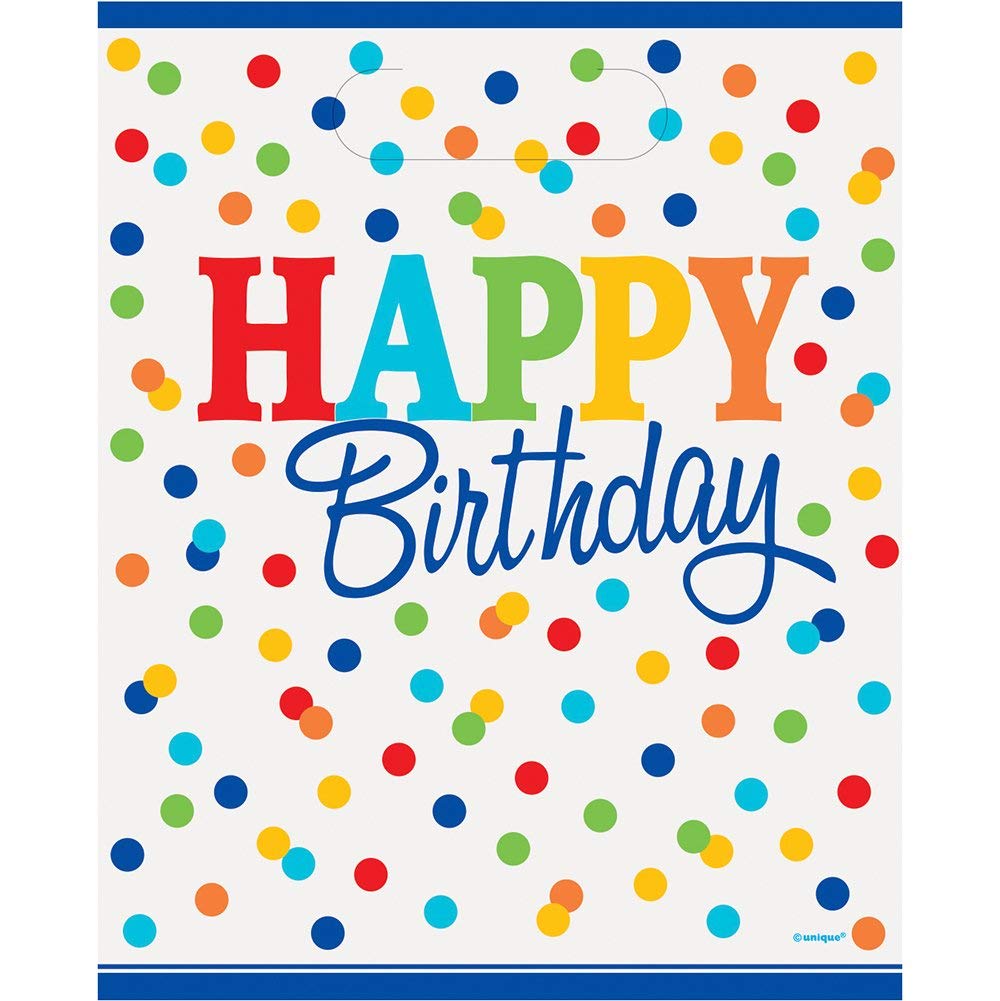 Vibrant Rainbow Polka Dot Party Favor Bags - Pack of 8 Happy Birthday Gift Bags for Kids Birthday Parties, Baby Showers & Special Events - Perfect for Candy, Toys & Small Gifts