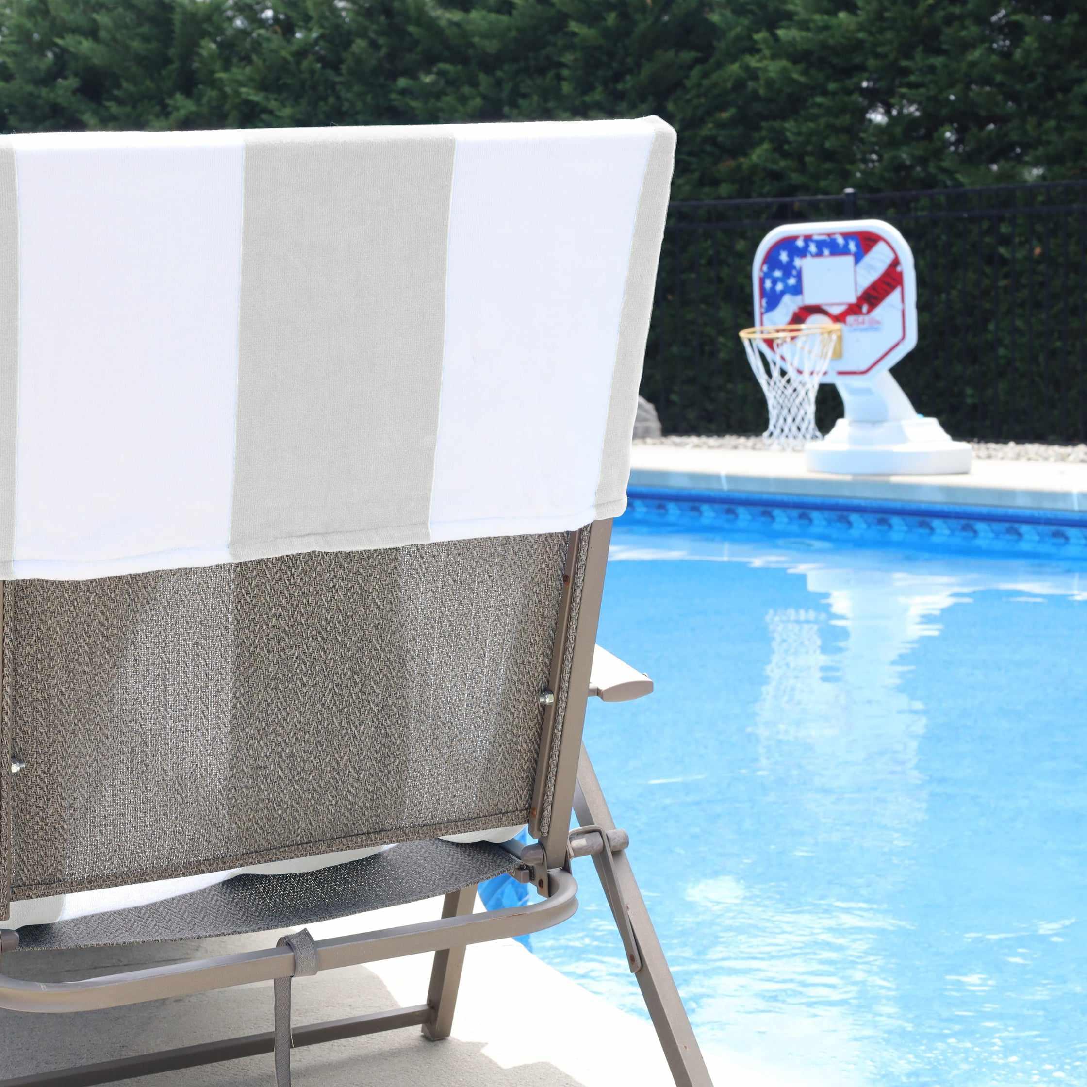 Premium Cabana Striped Cotton Chaise Lounge Chair Cover Set – Standard Size, UV & Water Resistant – Perfect for Poolside, Patio, and Outdoor Furniture Protection