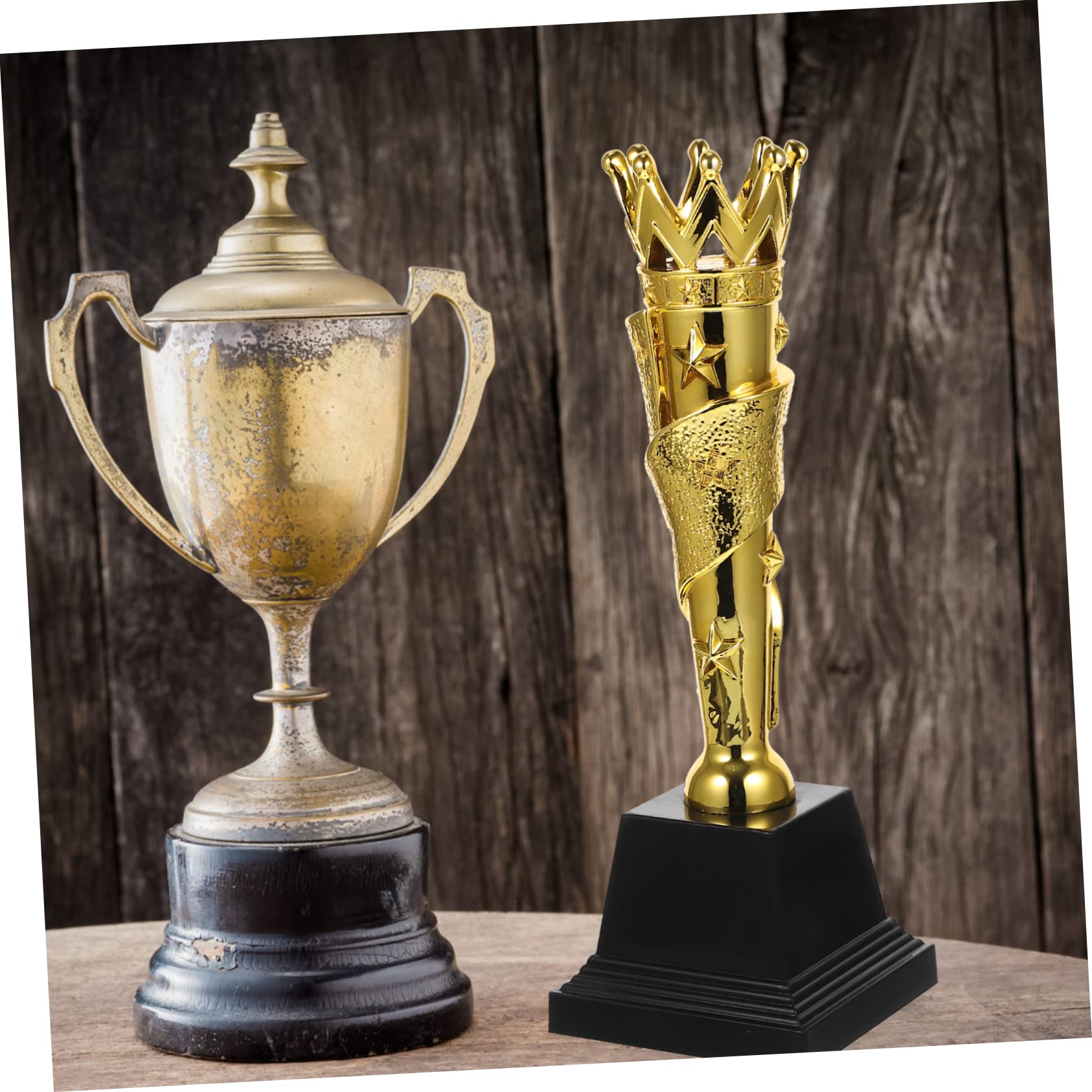 Yardwe 2-Pack Golden ABS Trophy Awards for Kids - Perfect for School Competitions, Sports Events & Achievement Celebrations