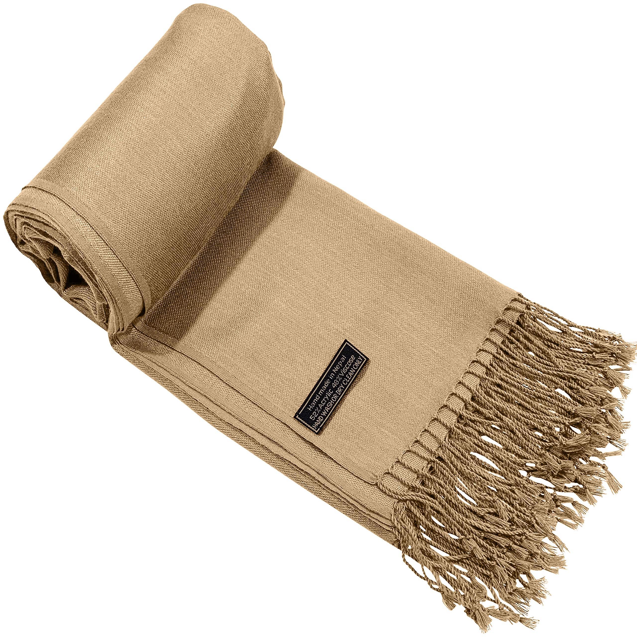 Handmade Nepalese Pashmina Shawl - Solid Color Scarf Wrap & Stole - Soft & Warm Cashmere Blend - Perfect for Winter, Gifts & Boho Fashion - Made in Nepal