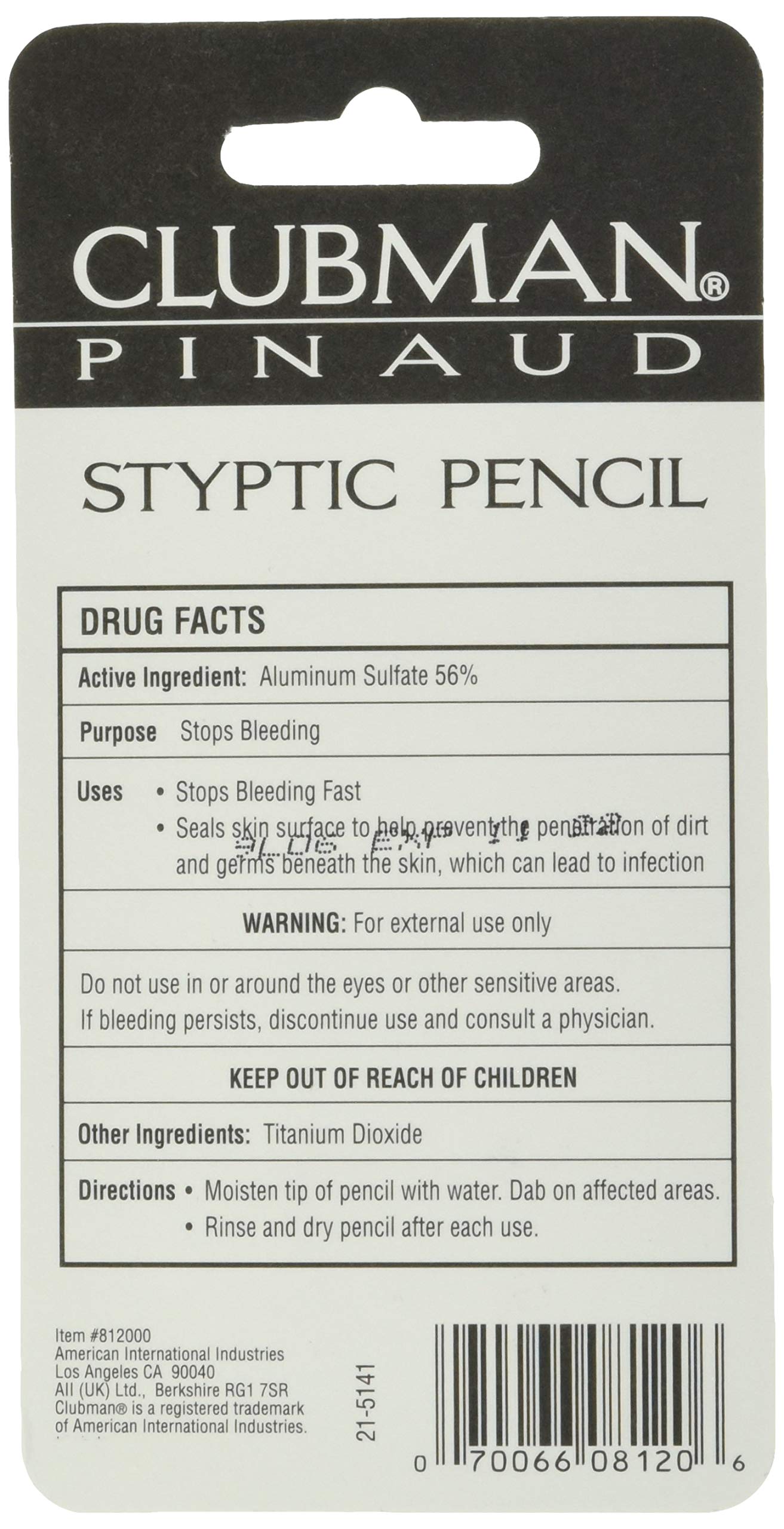 Clubman Pinaud Styptic Pencil for Men - 0.33 oz (Pack of 3) - Fast-Acting Nick & Cut Relief - Perfect for Shaving, Grooming & First Aid Kits