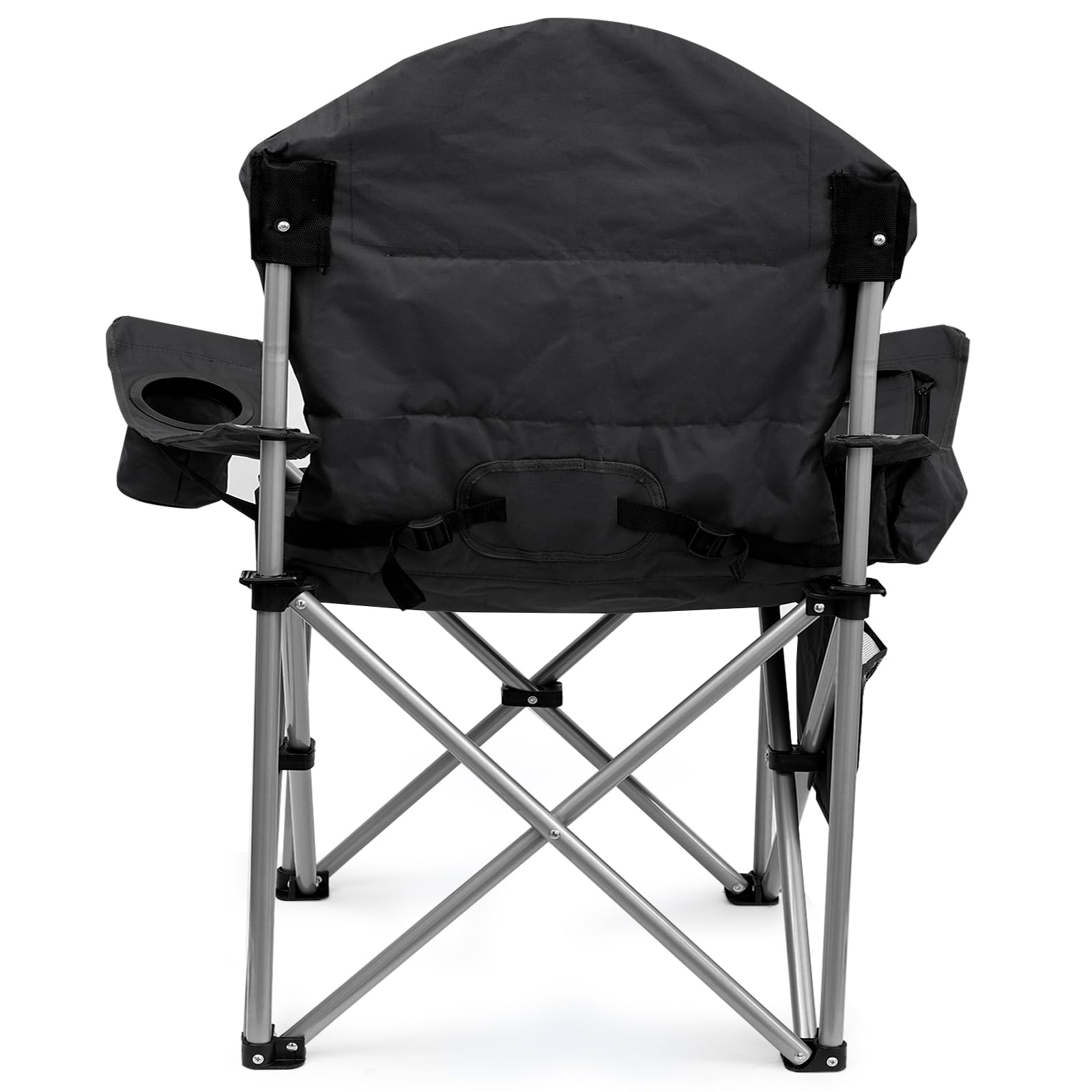 Heavy Duty Folding Camping Chairs with Lumbar Support & Cooler Pouch - High Back Portable Lawn Chairs for Outdoor, Beach, Picnic, Backyard, Fishing - Supports Up to 400LBS