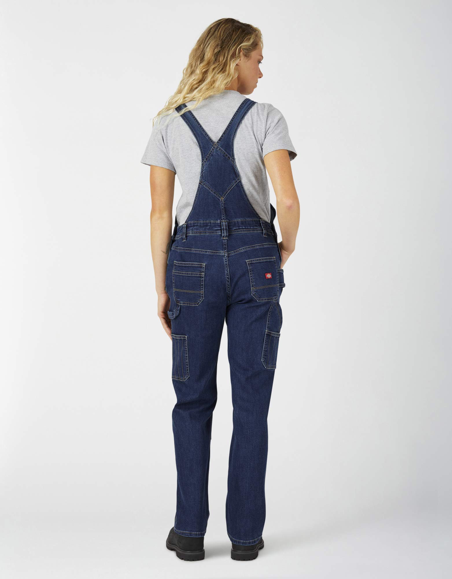 Dickies Women's Denim Double Front Bib Overalls - Durable Workwear for Farming, Construction & Outdoor Activities