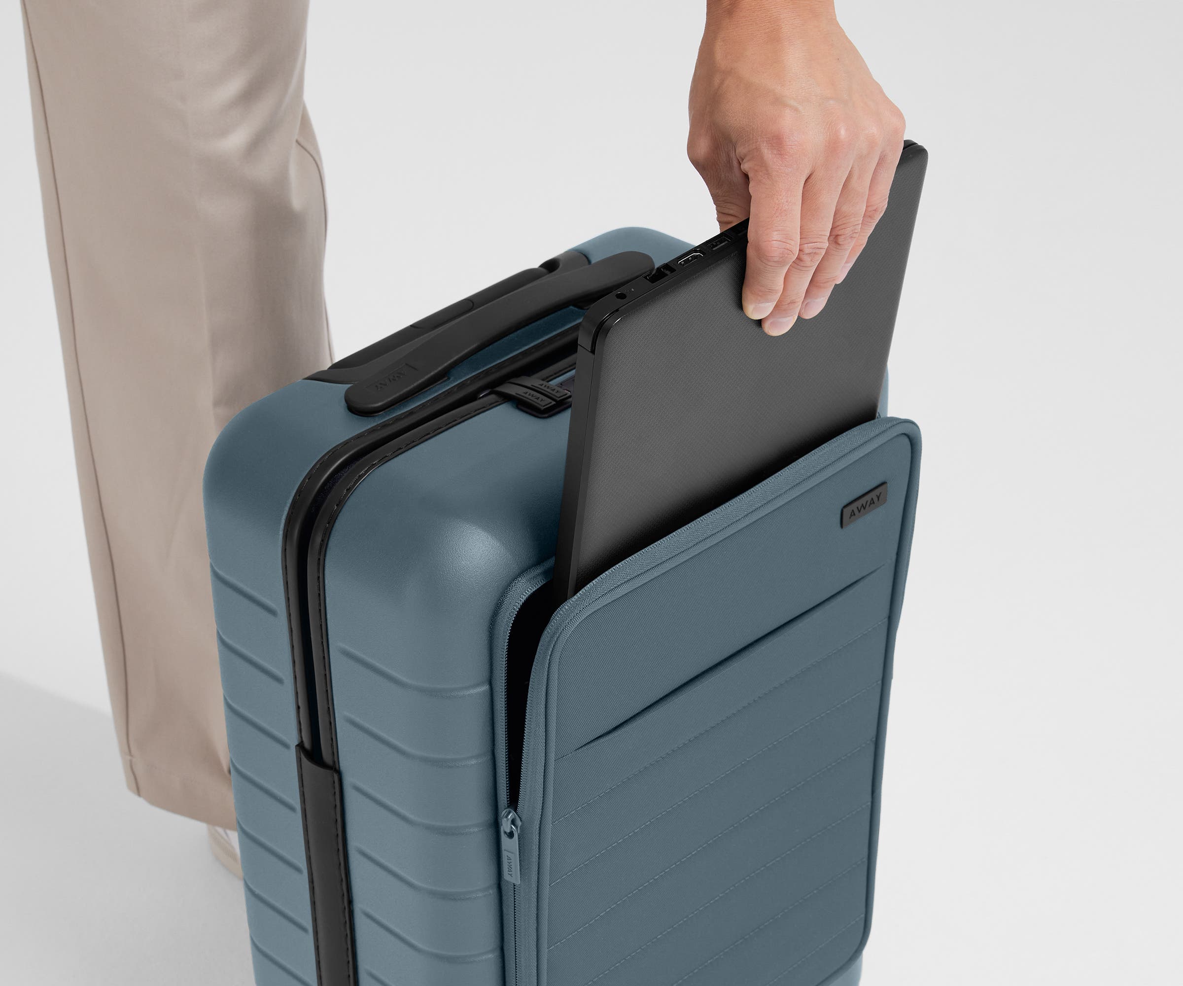 Premium The Executive Carry On Luggage in Coast Blue - Lightweight Expandable Suitcase for Business Travel & Weekend Getaways
