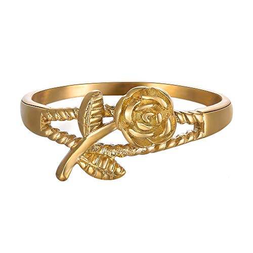 3D Rose Flower Engagement Ring for Women - Stainless Steel Romantic Unique Jewelry - Perfect for Proposals, Anniversaries & Special Occasions