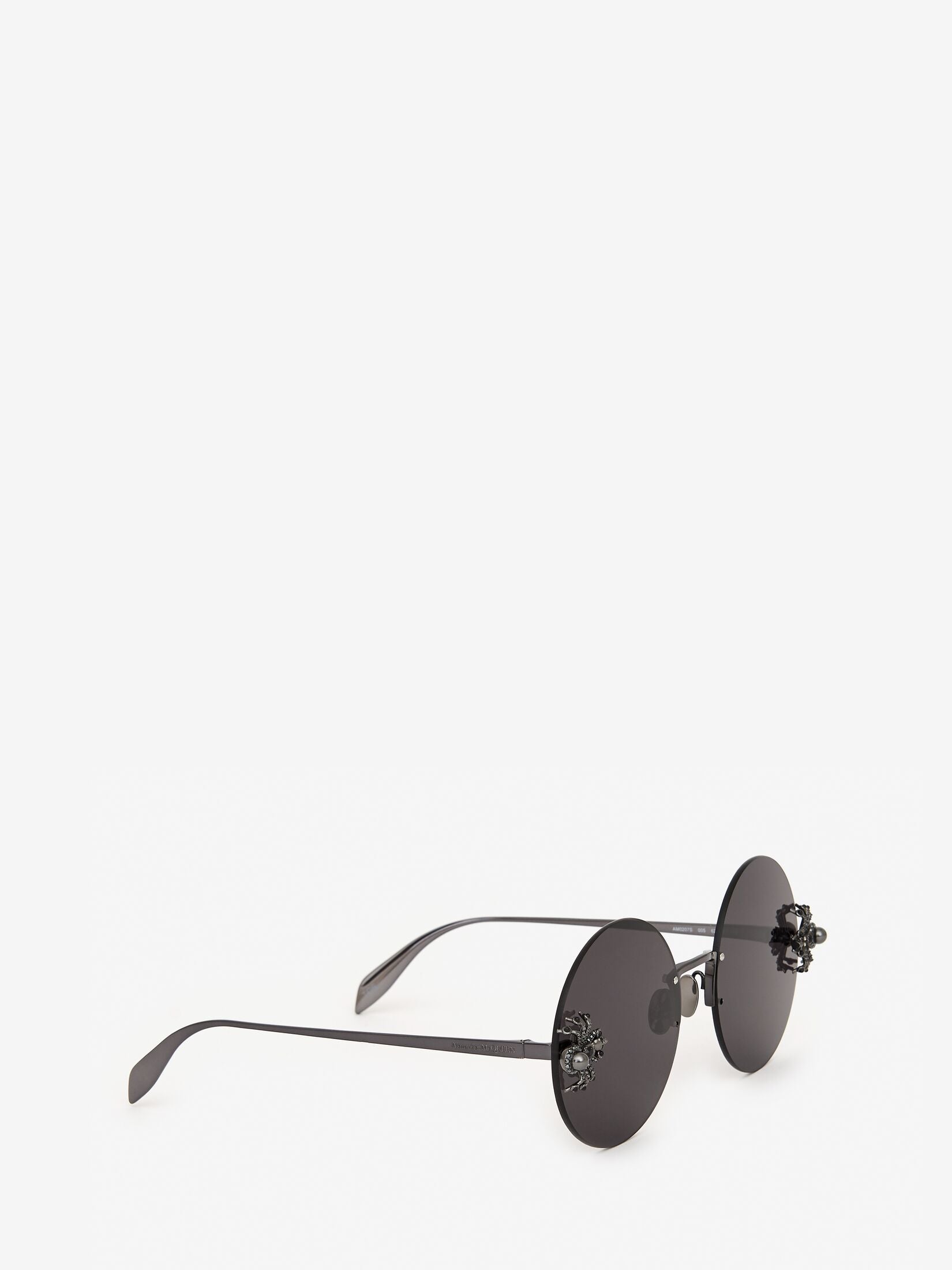Round Jeweled Spider Sunglasses - Ruthenium/Grey Frame - UV Protection - Fashionable & Trendy for Women & Men - Perfect for Outdoor, Beach, and Summer Activities