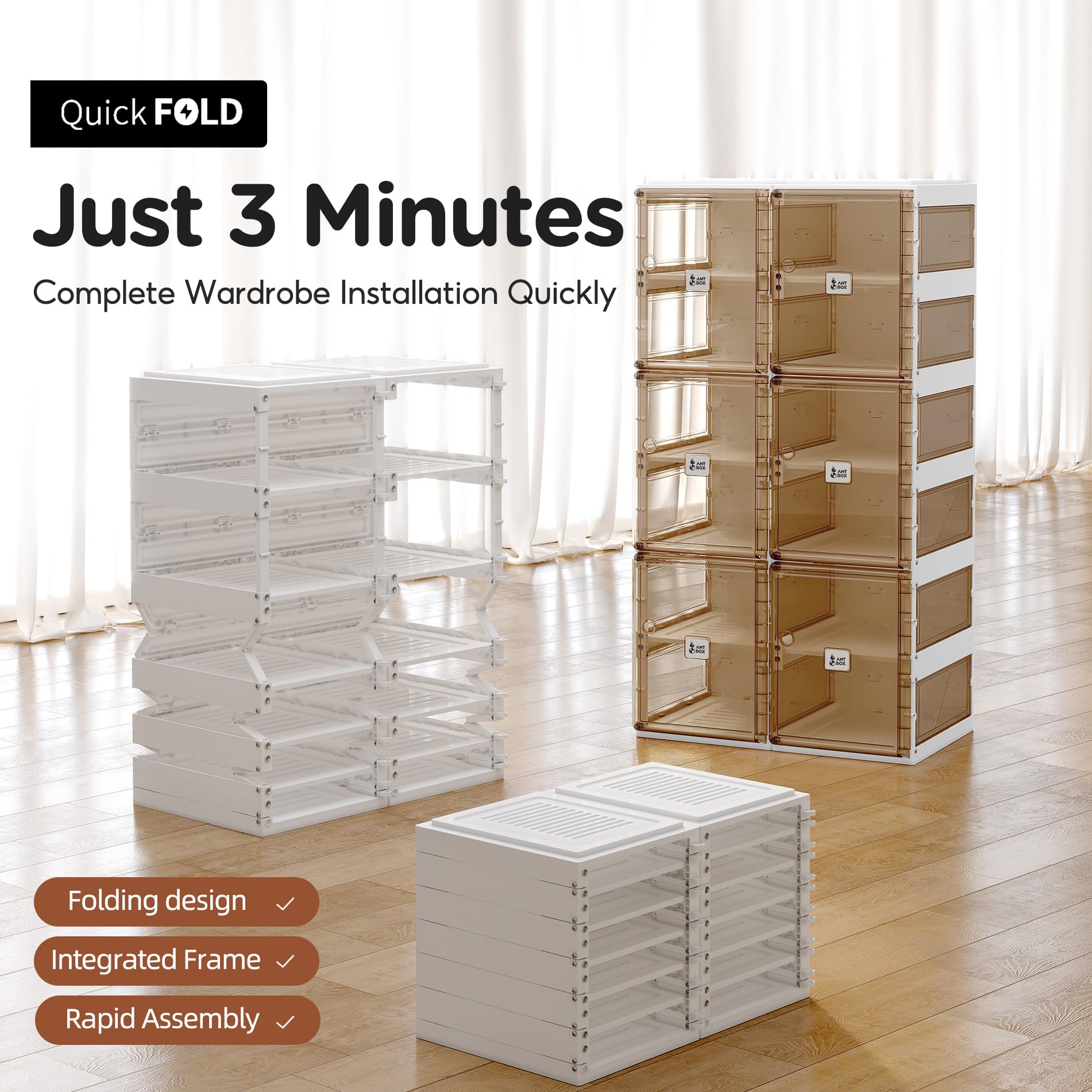 Foldable Shoe Rack Organizer - 6-Tier Stackable Plastic Shoe Storage Cabinet with Magnetic Clear Doors, Holds 12 Pairs - Perfect for Entryway, Closet, Living Room & Bedroom Organization - Space-Saving Solution for Sneakers, Boots & Heels