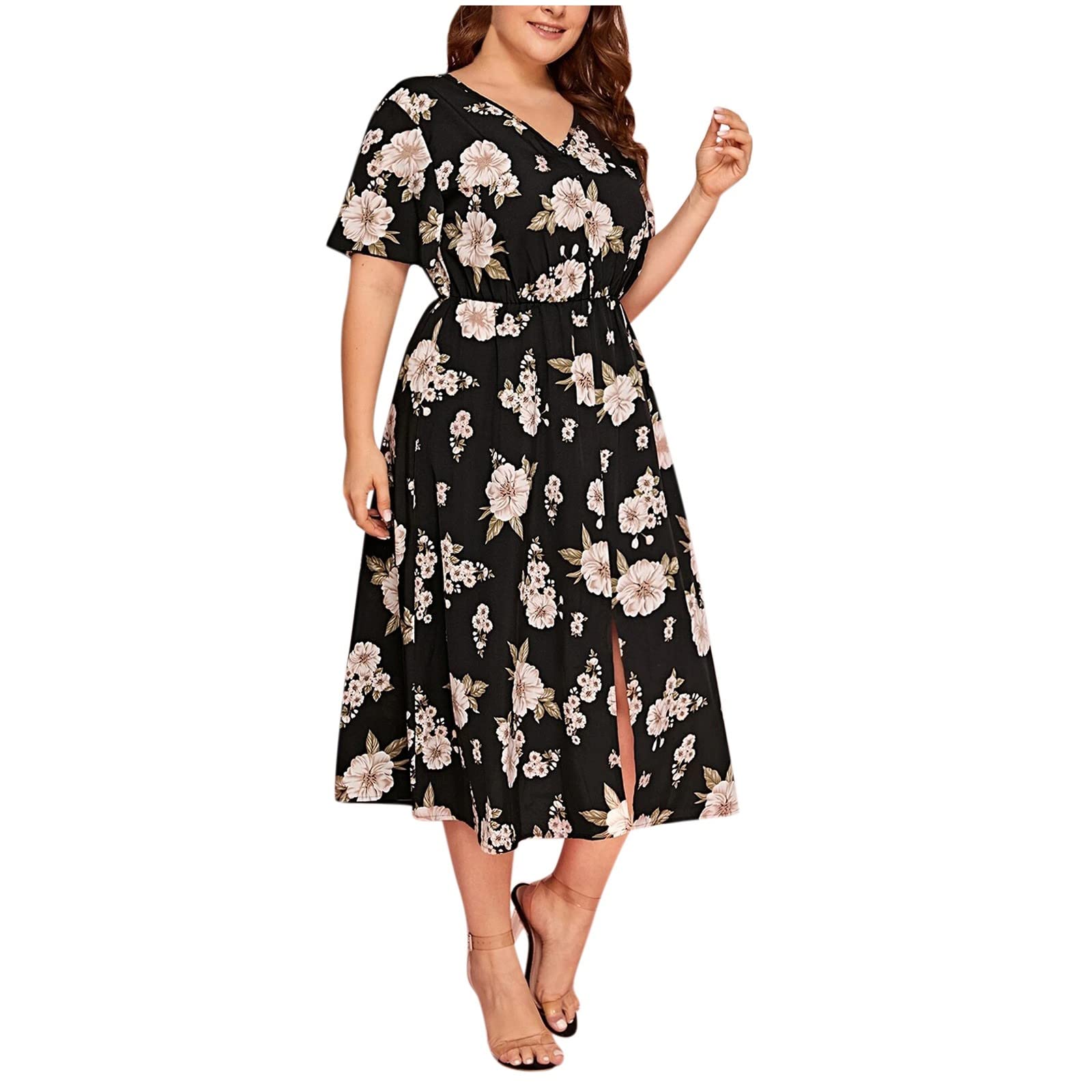 Elegant Plus Size Maxi Dress for Women - Floral Wrap Formal & Casual Long Dress for Beach, Summer, Parties & Special Occasions
