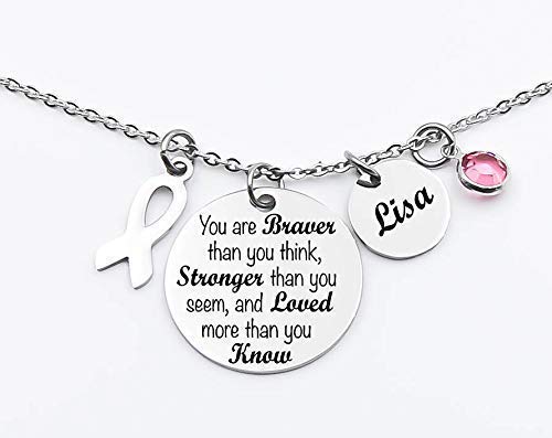 Personalized Cancer Ribbon Pendant Necklace - Thoughtful Gift for Cancer Patients & Survivors - Fight Cancer Awareness Jewelry - Perfect for Support Groups, Fundraisers & Inspirational Gifts