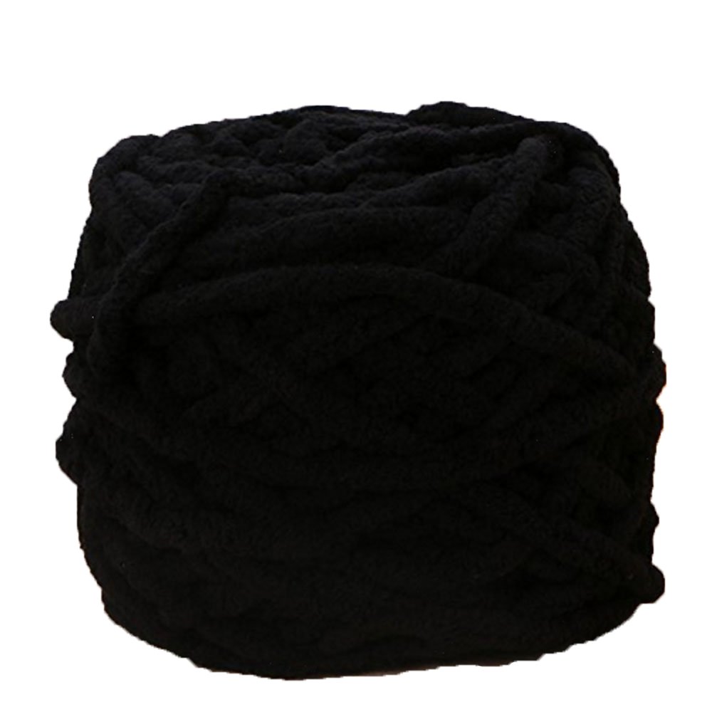 Chunky Knit Chenille Yarn for Arm Knitting - Super Soft Fluffy Baby Yarn (1kg, Black) | Perfect for DIY Blankets, Scarves, Home Decor & Handmade Gifts