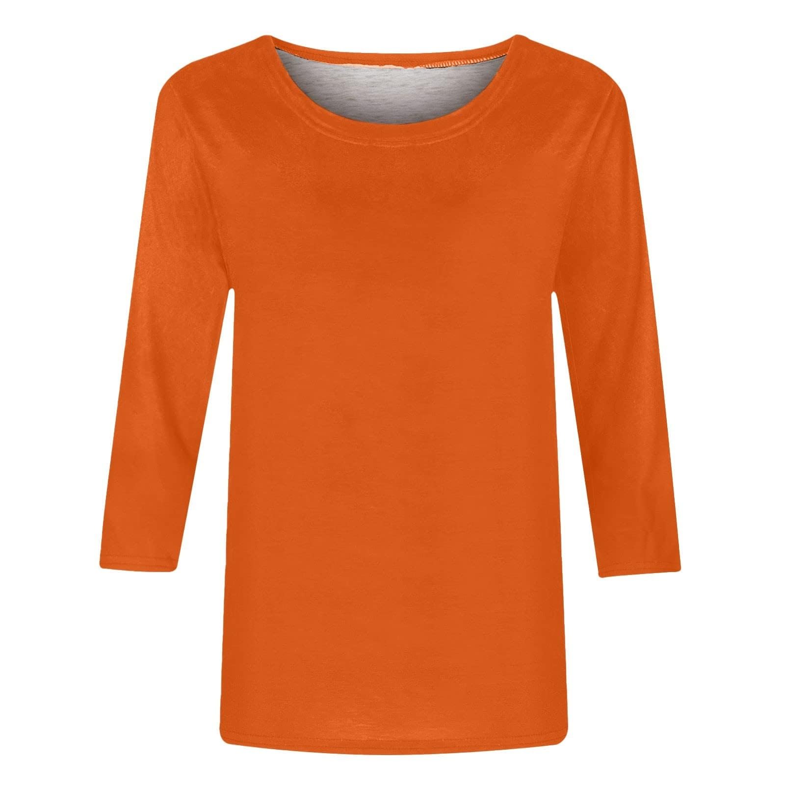 Women's Casual & Dressy Blouses - Solid Color Round Neck 3/4 Sleeve Loose Fit Tops for Spring 2024 | Perfect for Office Wear, Date Nights & Weekend Outfits
