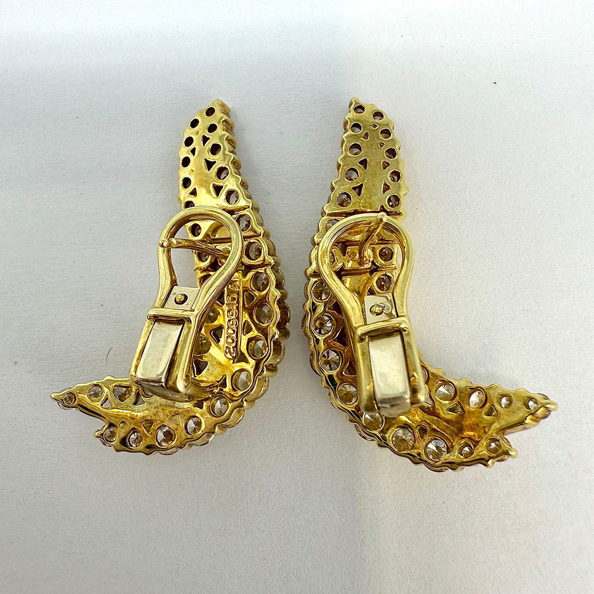 Jose Hess 18K Gold Diamond Earrings with 62 Round Cut Diamonds - Elegant Luxury Jewelry for Women, Perfect for Weddings, Parties & Special Occasions