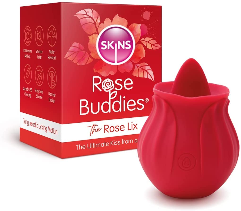Skins Rose Vibrators & Sex Toys for Women - Lix Rose Buddies Clitoral Stimulator, Waterproof & Rechargeable Adult Toy for Couples & Solo Play - Perfect for Valentine's Day, Anniversary Gifts & Romantic Nights