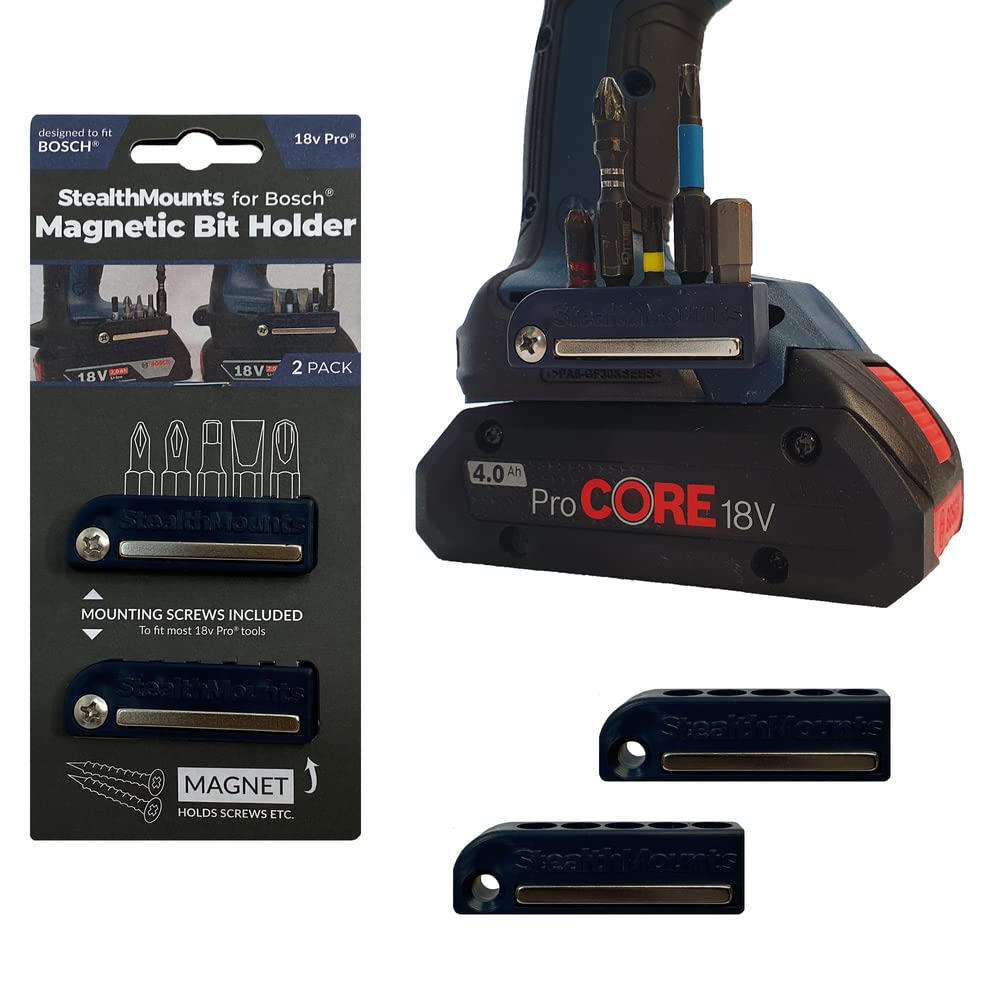 StealthMount Magnetic Bit Holder for Bosch Drills & Impact Drivers - 2 Pack | UK Made | Secure Grip for Professional & DIY Projects | Perfect for Construction, Woodworking & Automotive Repairs