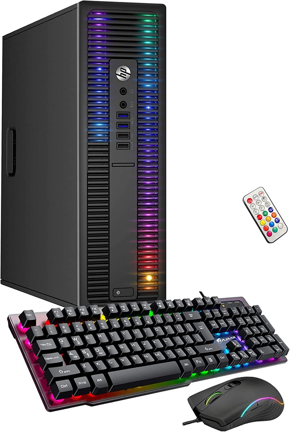HP EliteDesk Gaming Desktop PC - AMD A-Series Processor, 8GB RAM, 256GB SSD, RGB Lighting, Windows 10 Pro 64-bit, Wi-Fi, Includes Keyboard & Mouse (Renewed) - Perfect for Home Office, Workstation & Esports Gaming