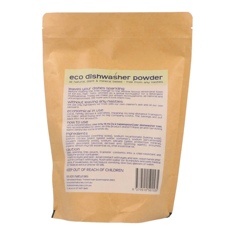 Kin Kin Naturals Eco-Friendly Dishwasher Detergent Powder - 1.1kg (2.4lb) | Plant-Based, Biodegradable & Septic-Safe | For Sparkling Clean Dishes in Homes & Restaurants