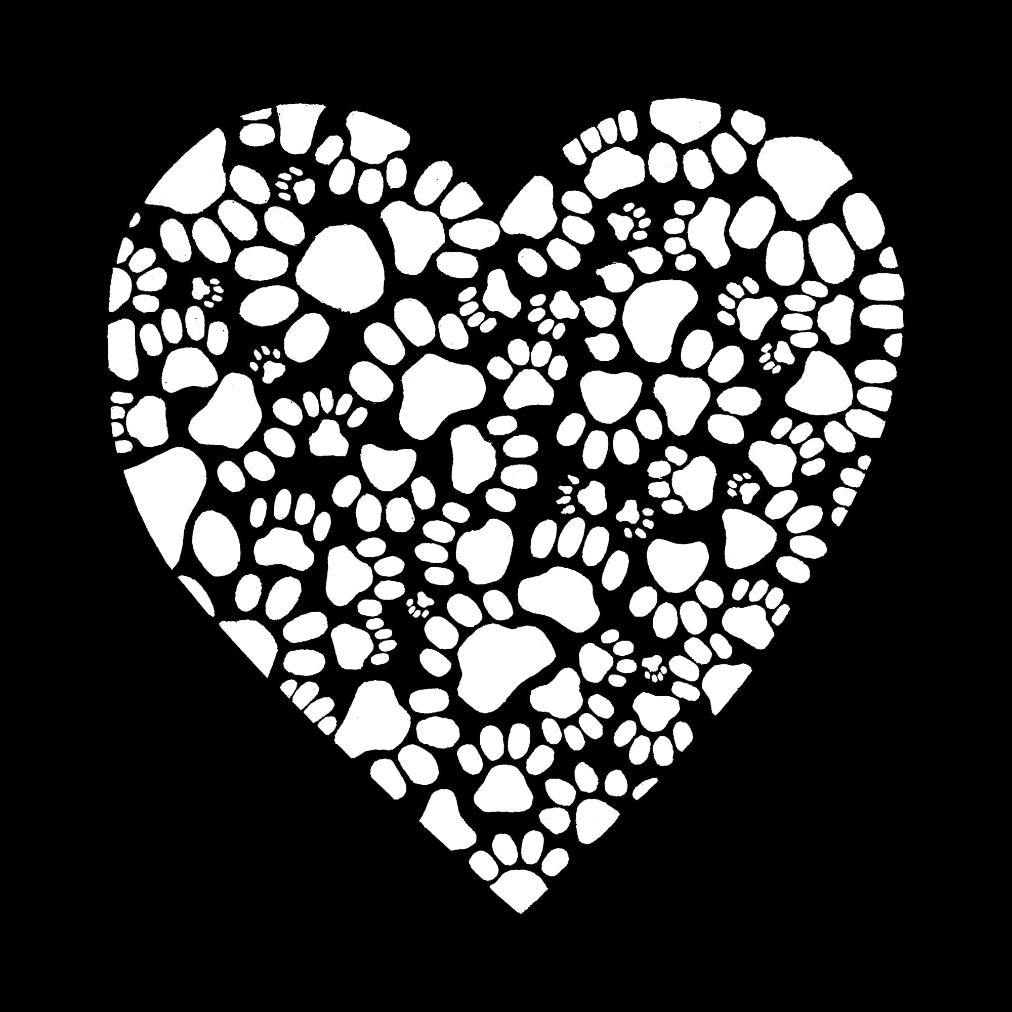 LA POP ART Women's Word Art T-Shirt with Paw Prints Heart Design - Trendy Graphic Tee for Casual Wear, Dog Lovers Gift, Perfect for Everyday Outfits & Animal Themed Events