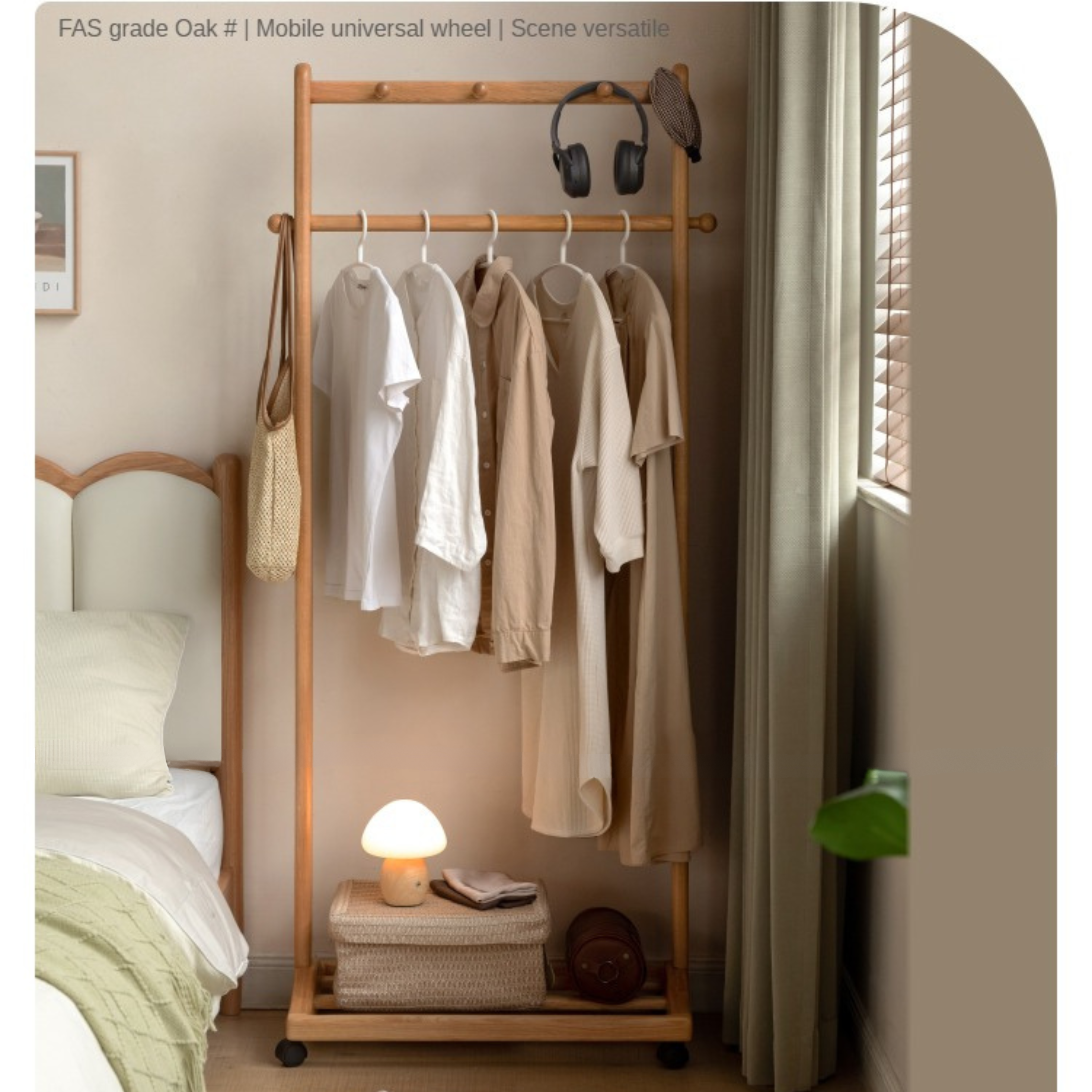 Premium Solid Oak & Birch Wood Wall Hanger - Adjustable Coat Rack for Jackets, Hats & Bags - Perfect for Entryway, Bedroom & Closet Organization