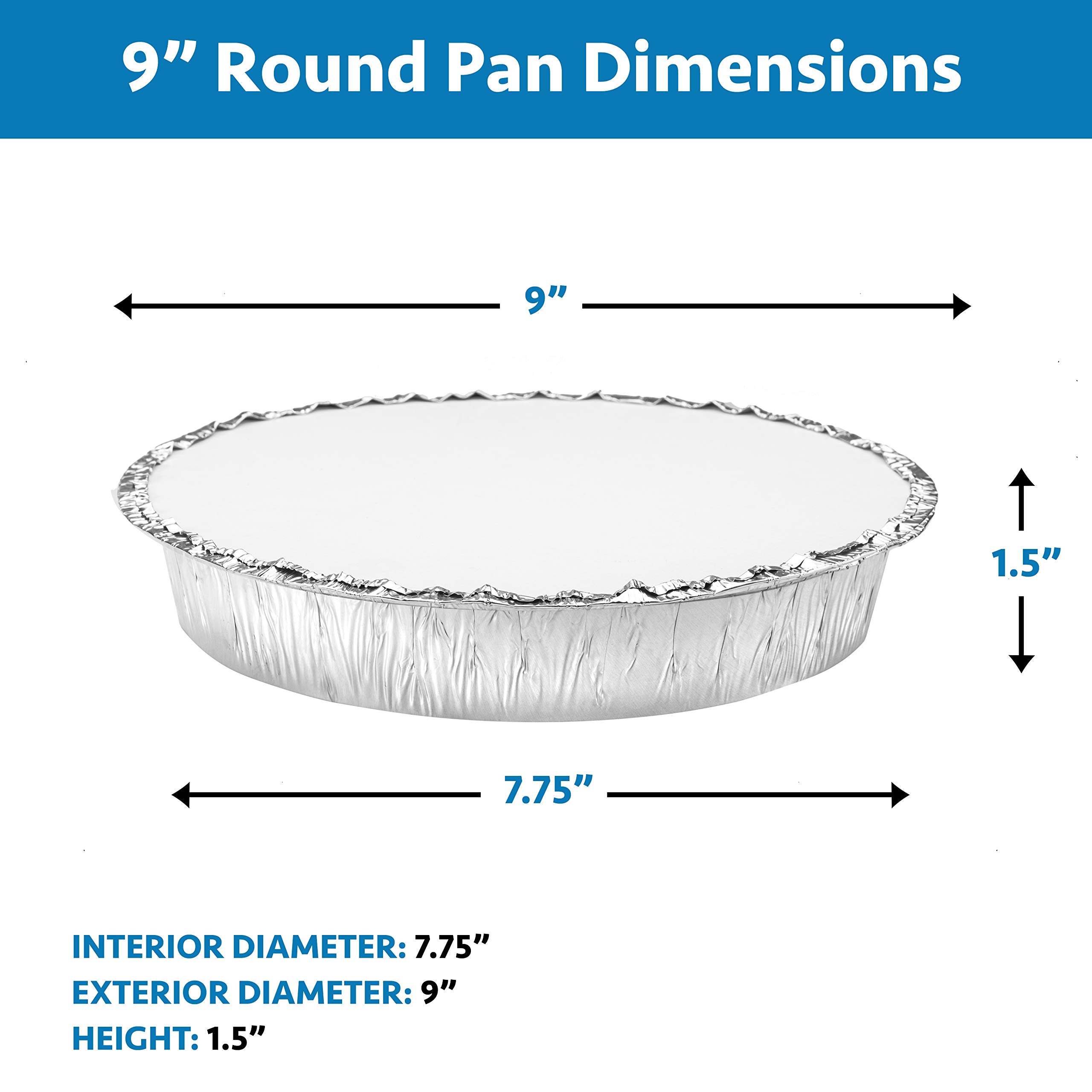 30 Pack 9 Inch Round Aluminum Foil Pans with Lids - Heavy Duty Disposable Baking Pans for Freezer & Oven Safe - Perfect for Pies, Casseroles & Meal Prep