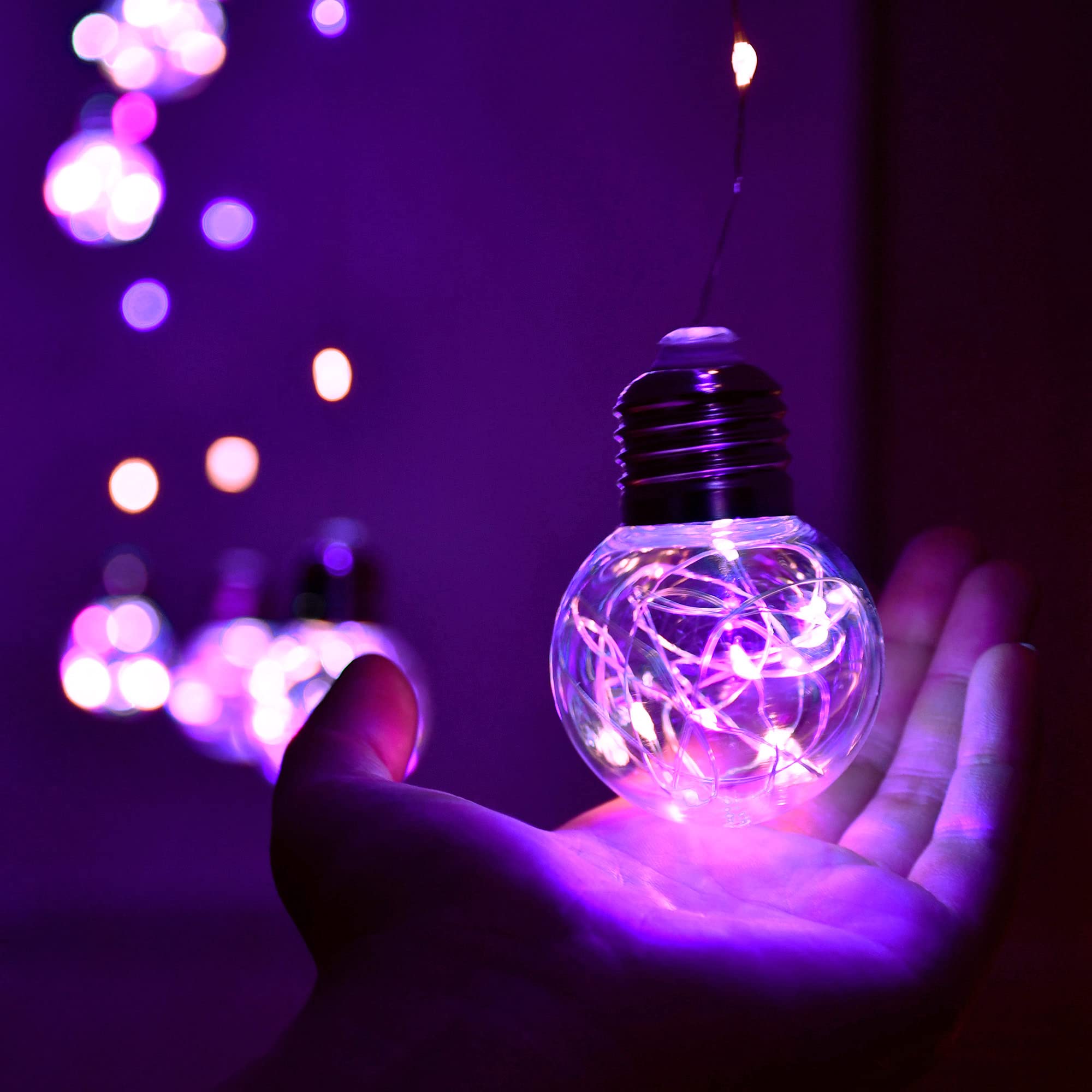 YOLIGHT 200 LED Wishing Ball Curtain Lights with Remote - USB Battery Powered Twinkle Globe Fairy Lights for Wedding, Party, Bedroom, Halloween & Christmas Decorations (Purple) | Indoor & Outdoor Decorative Lighting for Home, Garden, and Special Events